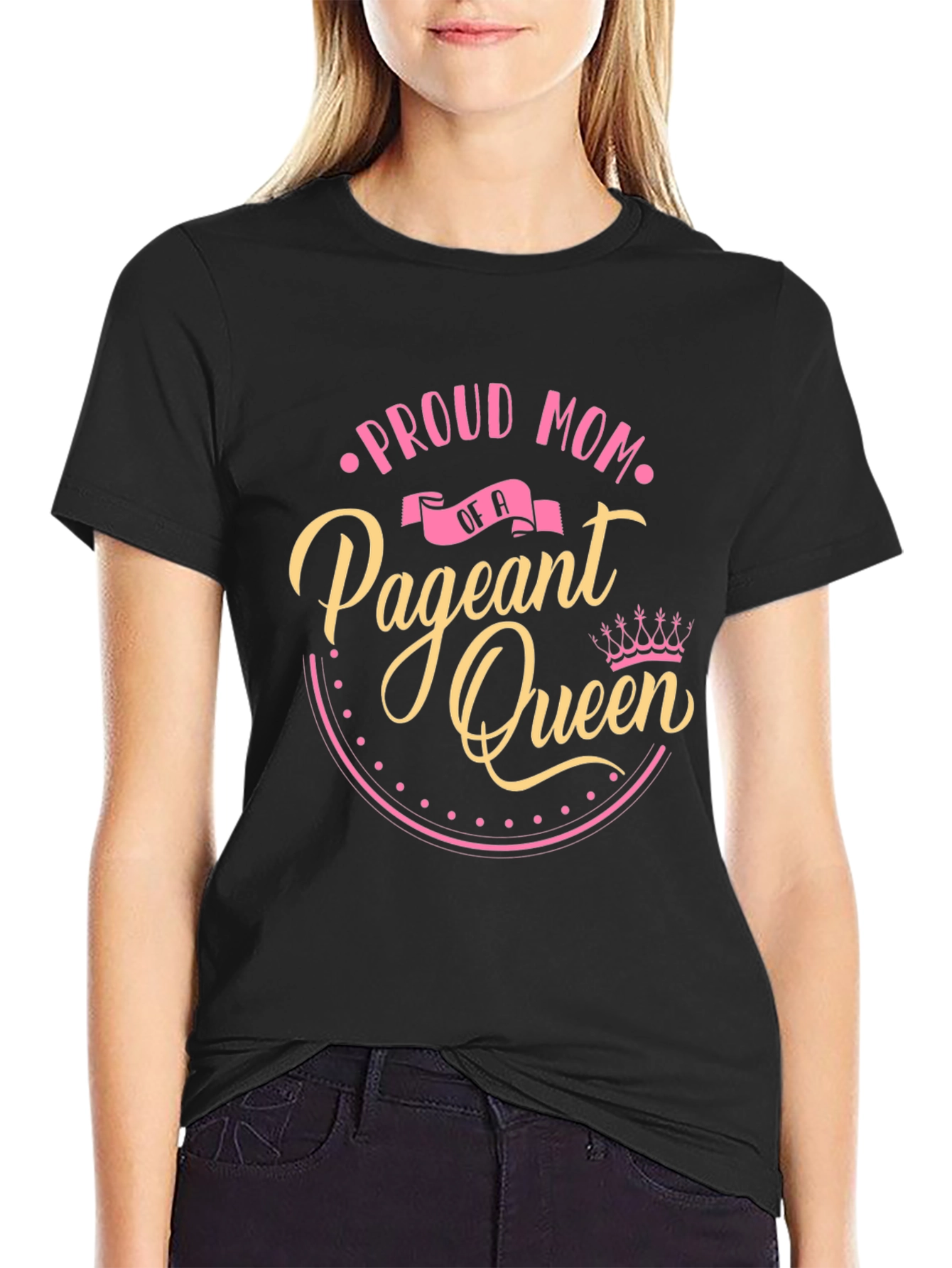 Black Proud Mom of a Pageant Queen Black T-Shirt view 2