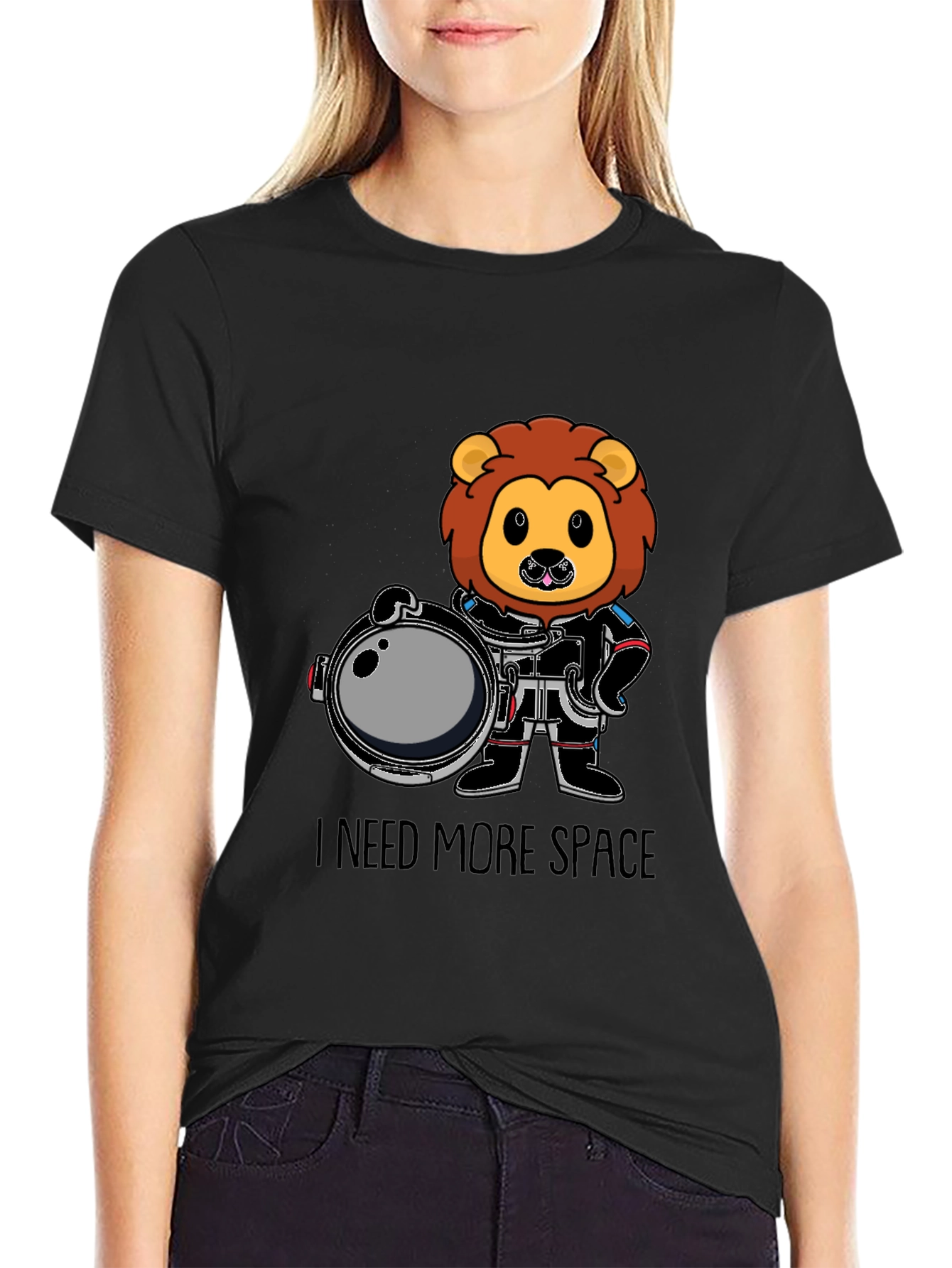 Black Lion Astronaut T-Shirt - I Need More Space view 2