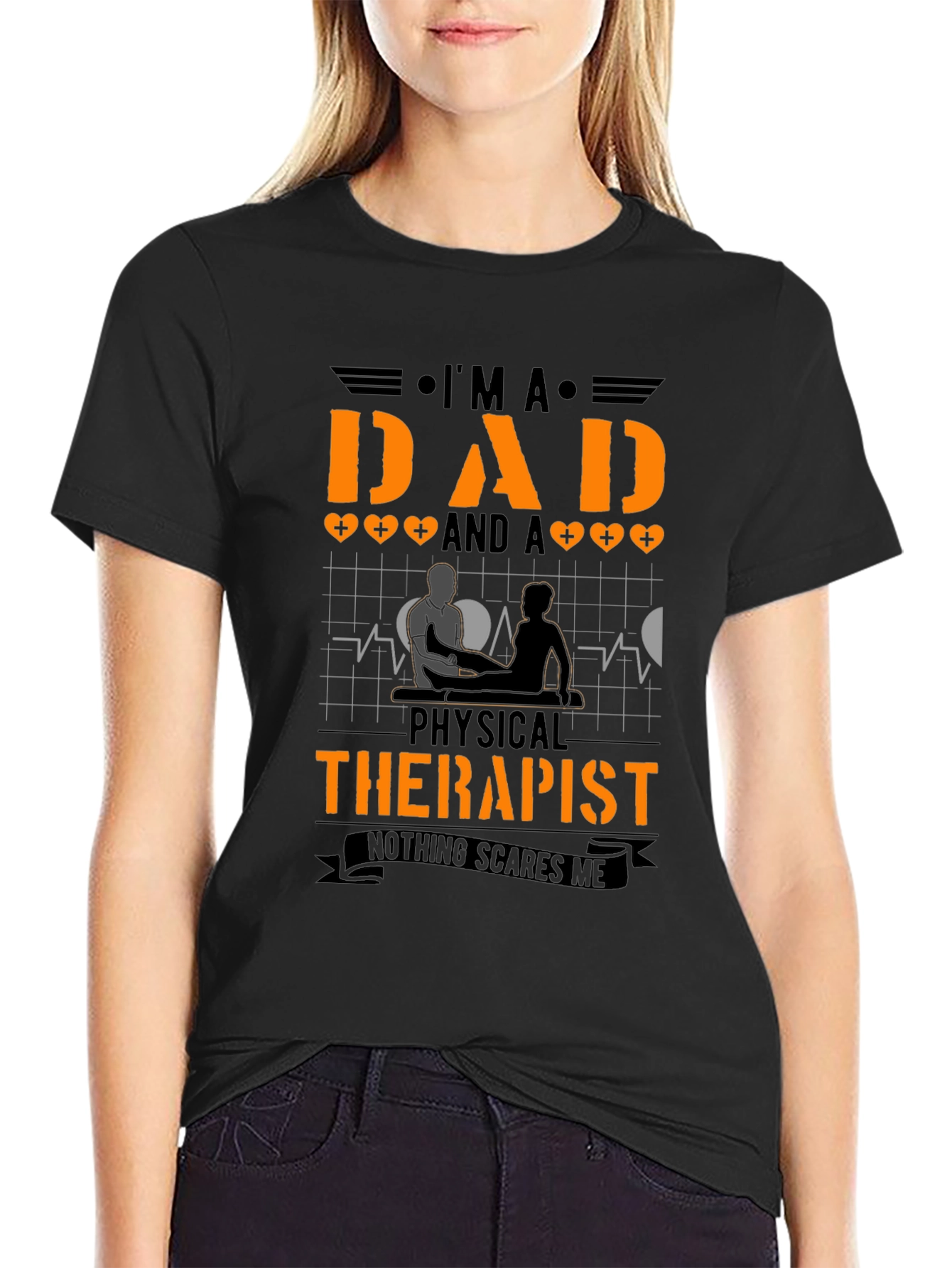 Black Dad Physical Therapist T-Shirt view 2