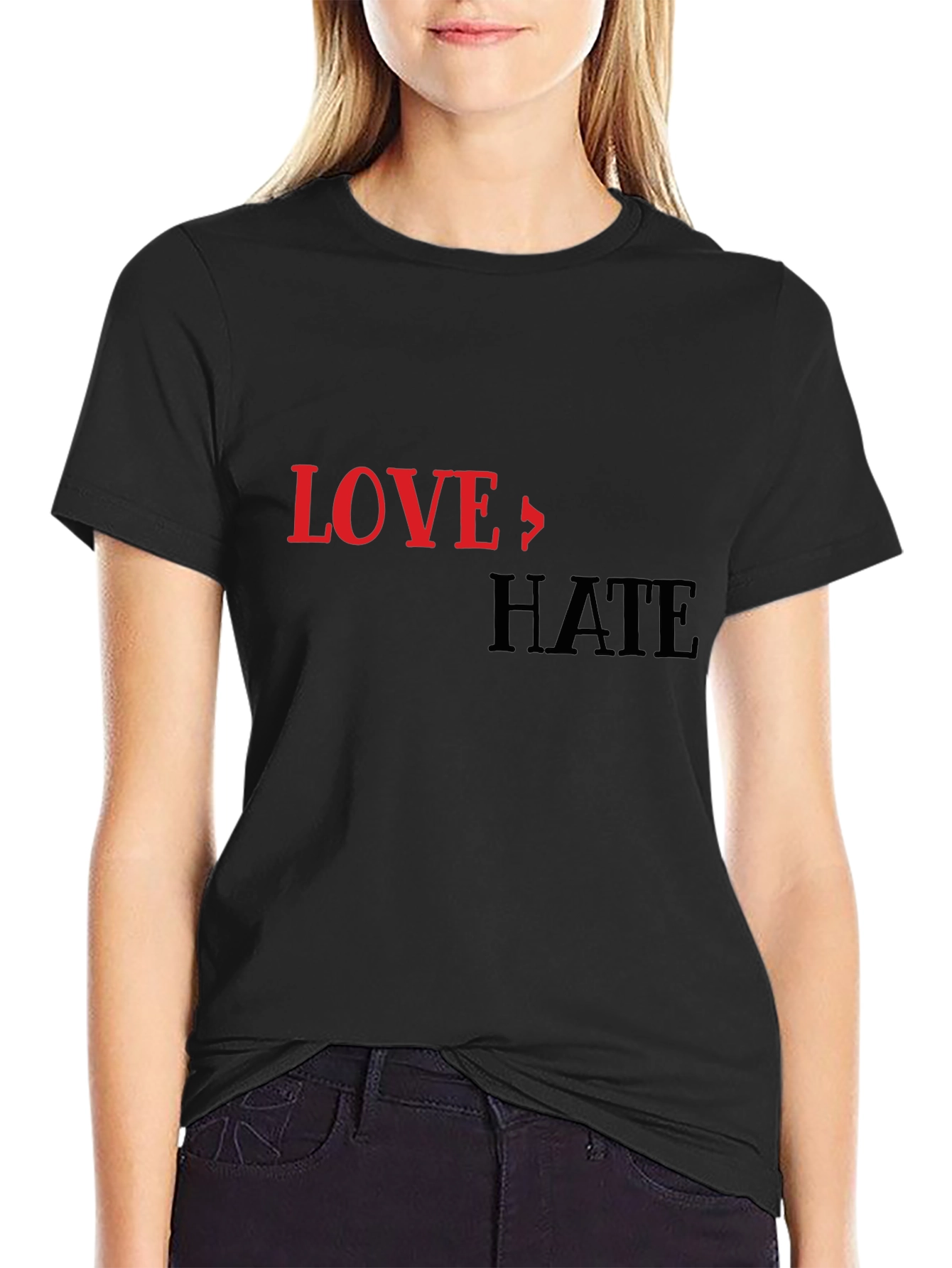 Black Love To Hate Graphic Print T-Shirt view 2