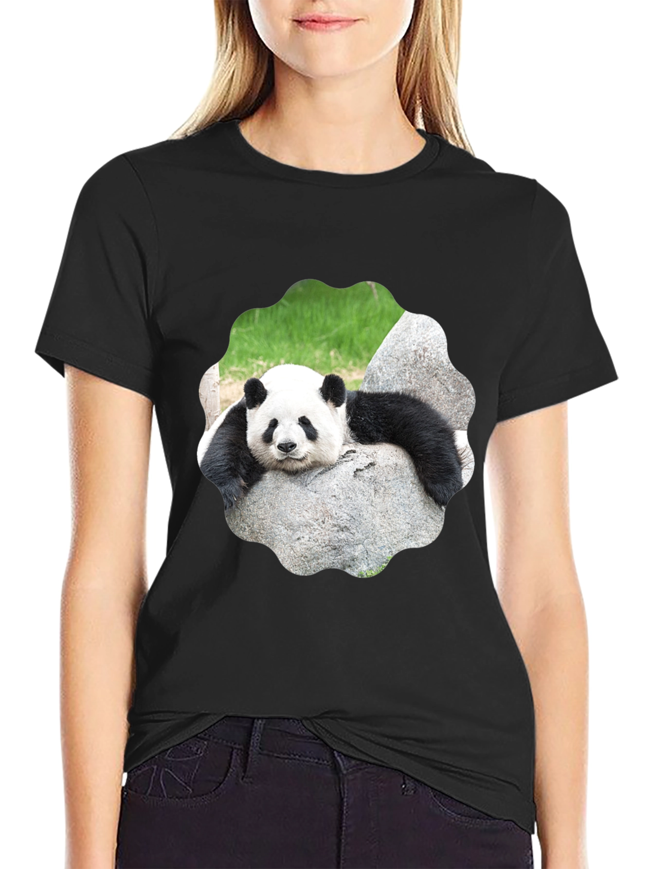 Black Panda Bear Graphic Tee - Cool Animal Lover Shirt view 2