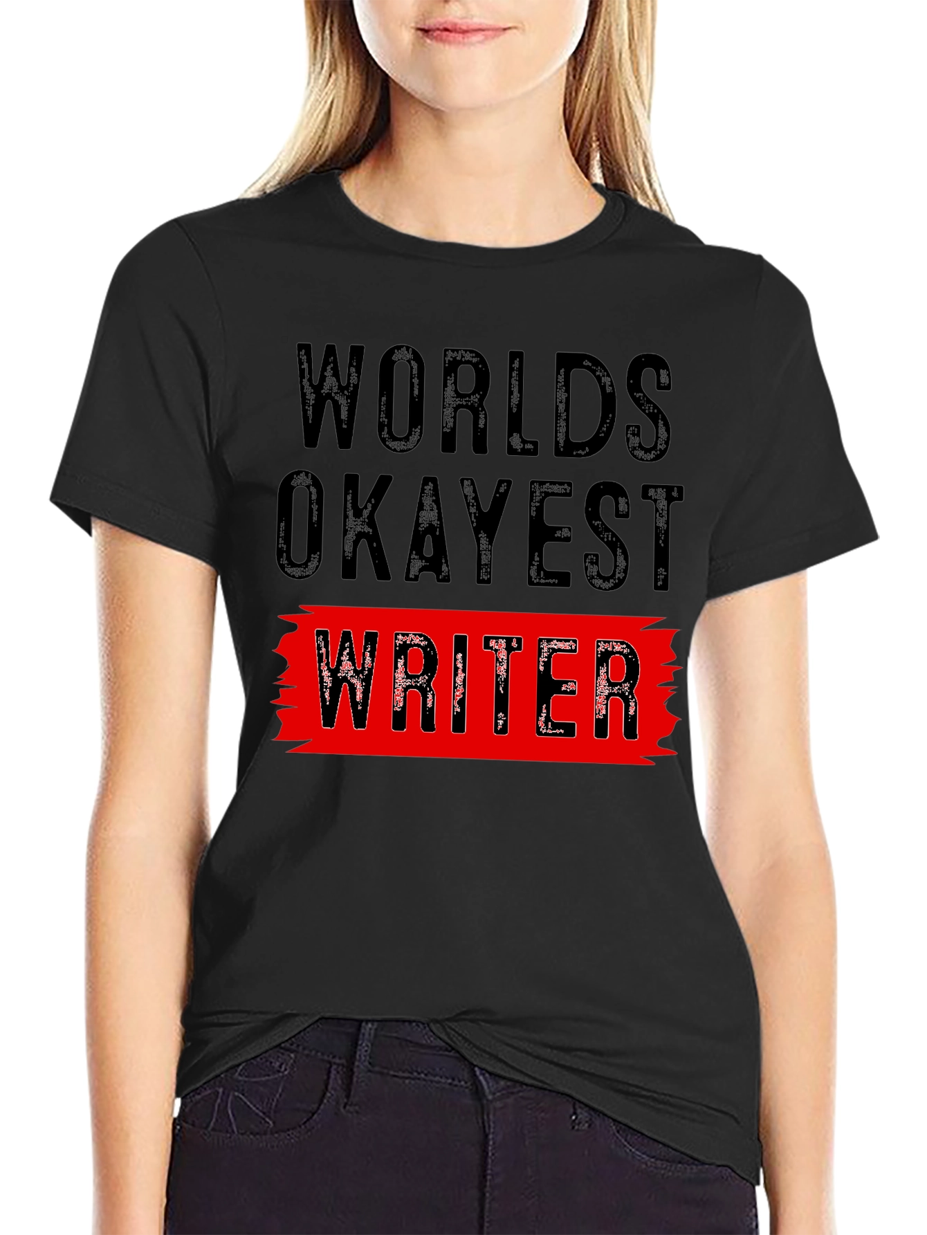 Black World's Okayest Writer Graphic Tee view 2