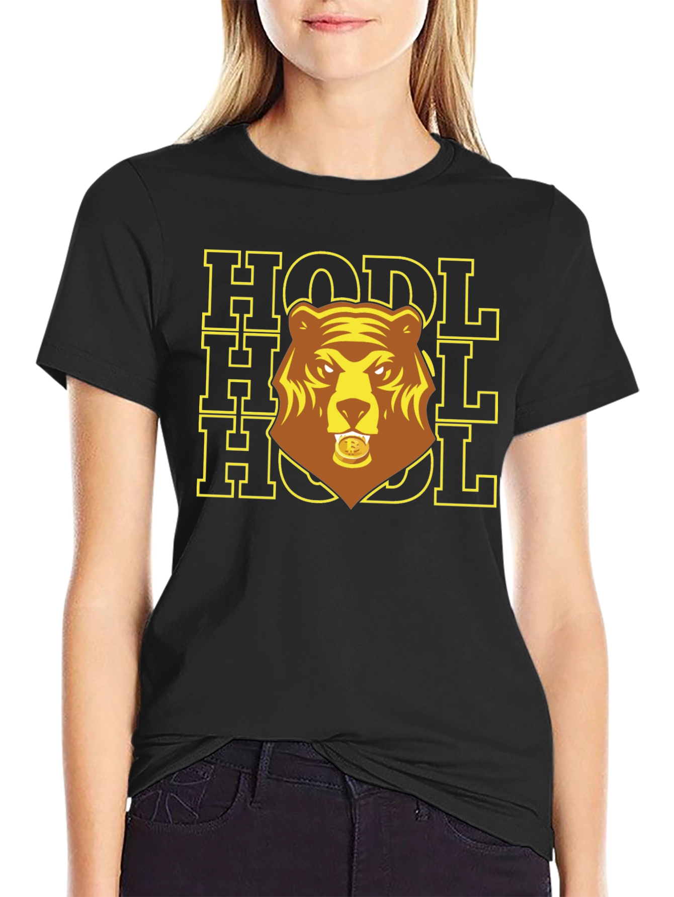 Black HODL Crypto Bear T-Shirt view 2