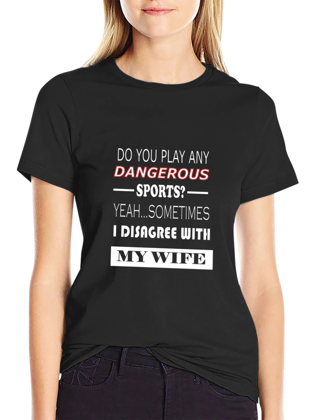 Black Humorous "Dangerous Sports" Graphic Tee view 2
