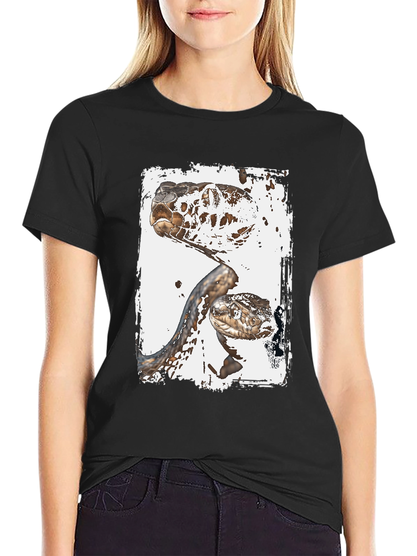 Black Snake T-Shirt: Reptile Art Graphic Tee view 2