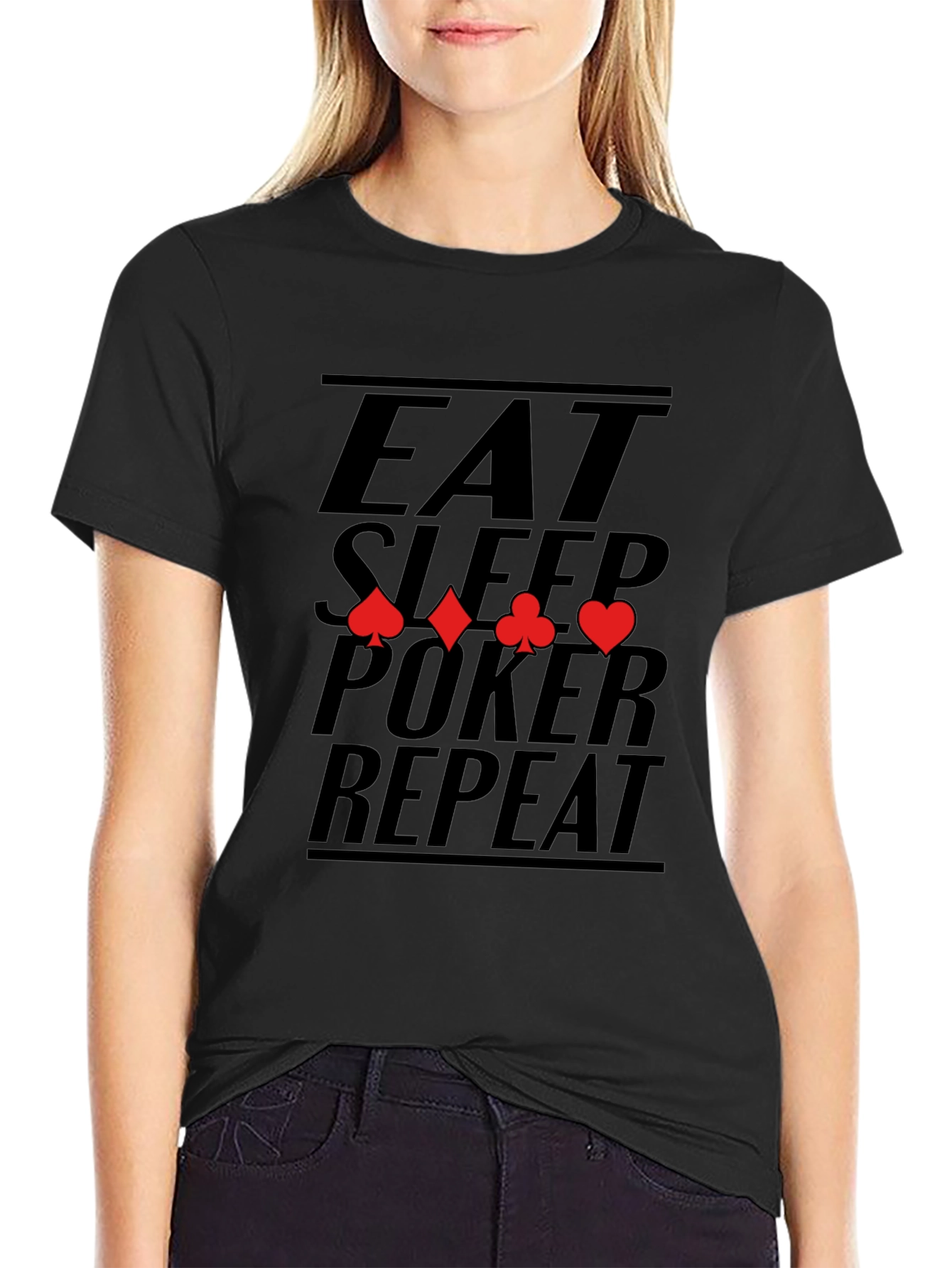 Eat Sleep Poker Repeat T-Shirt, Black Cotton Tee - 2