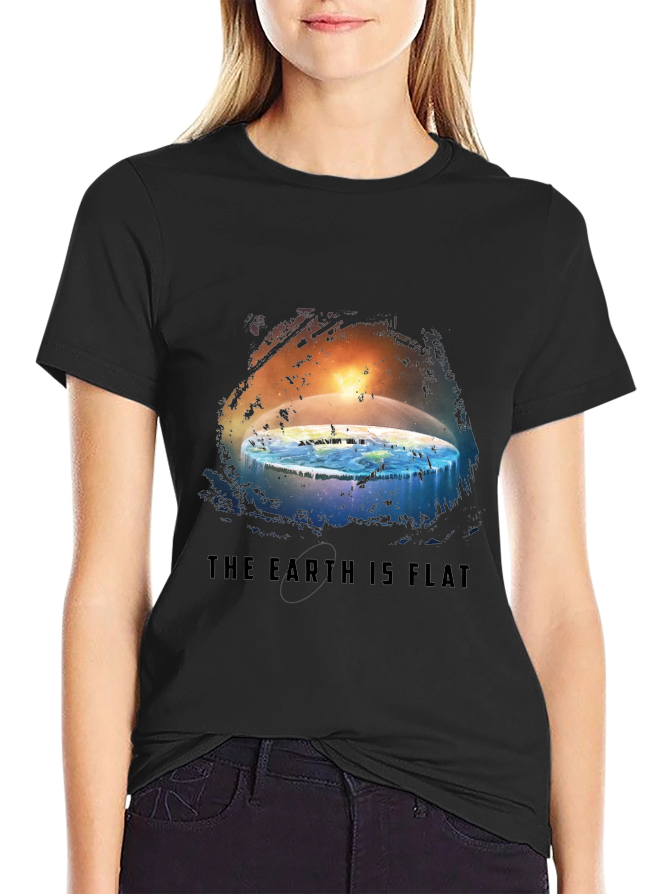 Black Flat Earth Graphic Tee view 2