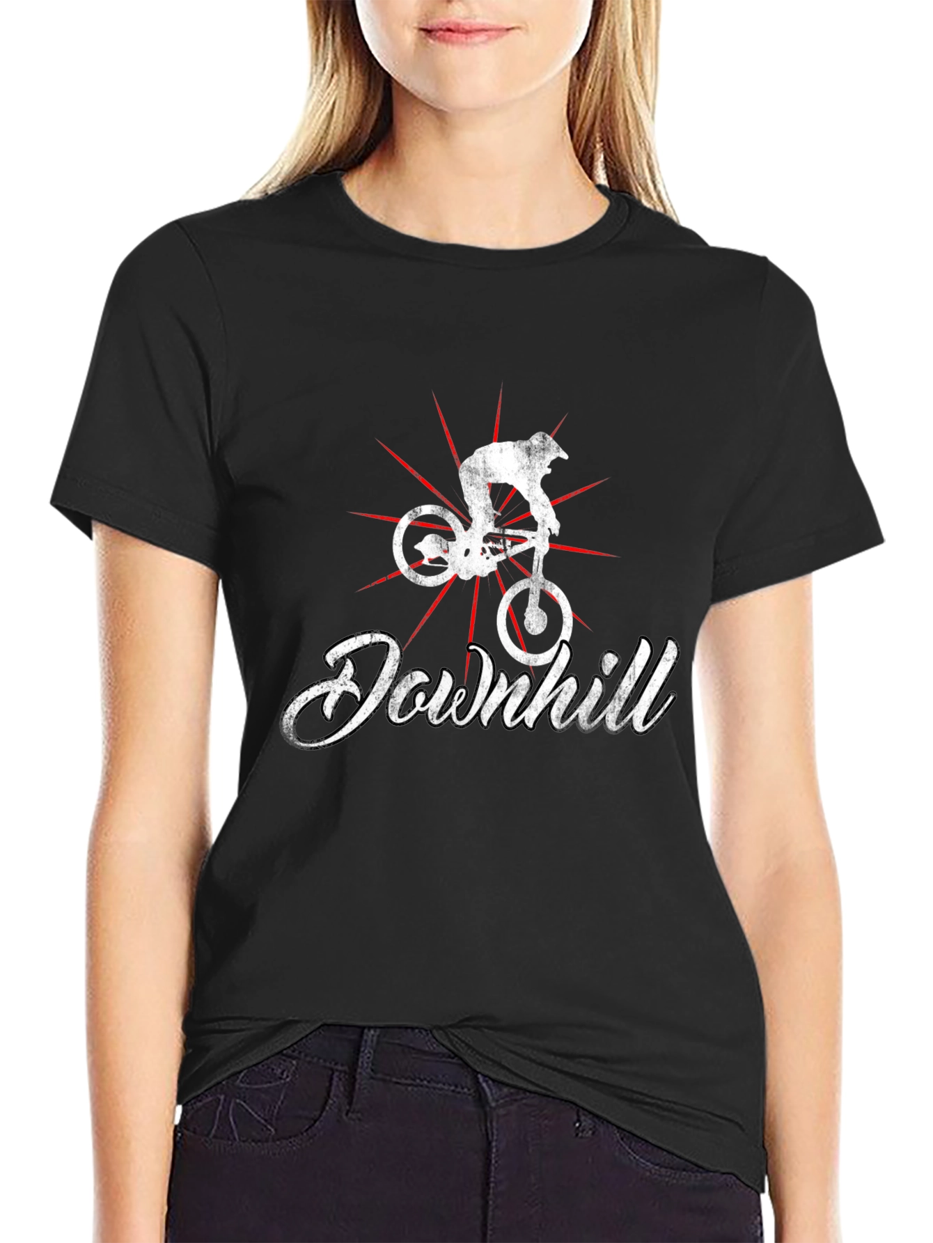 Black Downhill Biker T-Shirt - Black Graphic Tee view 2