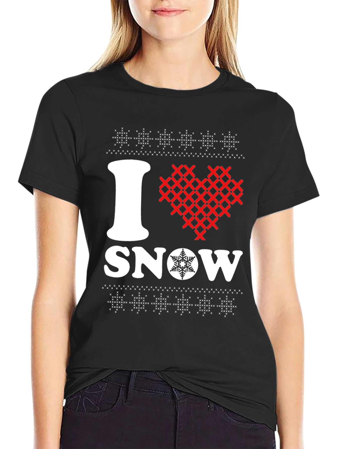 Black I Love Snow T-Shirt view 2