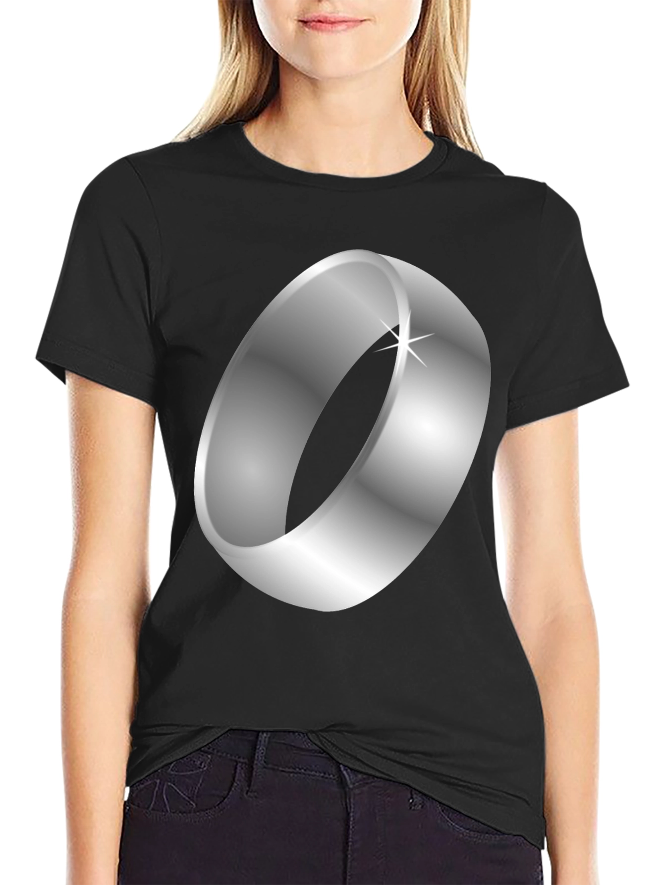 Black Ring Graphic Black T-Shirt view 2