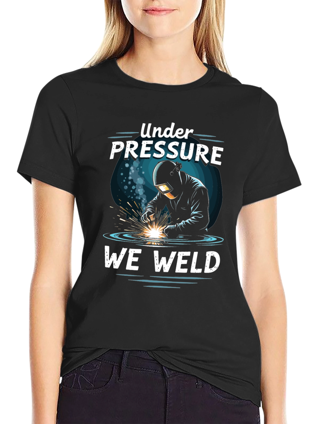 Black Under Pressure We Weld Graphic T-Shirt view 2
