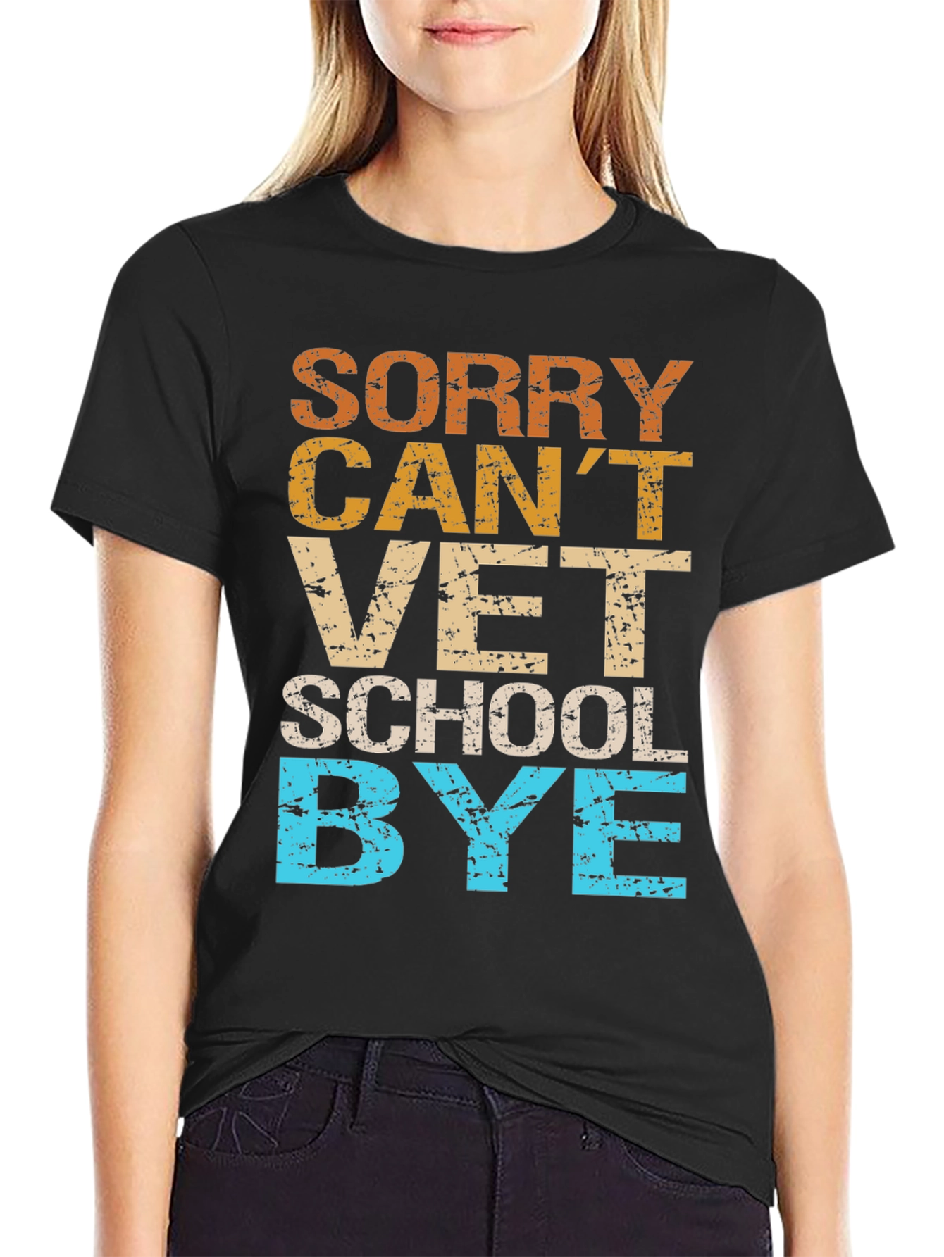 Black Sorry Can't Vet School Bye T-Shirt view 2