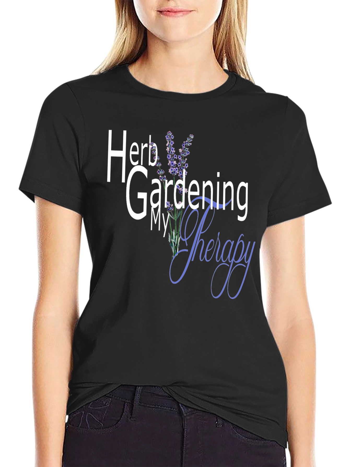 Black Herb Gardening My Therapy Graphic Tee view 2