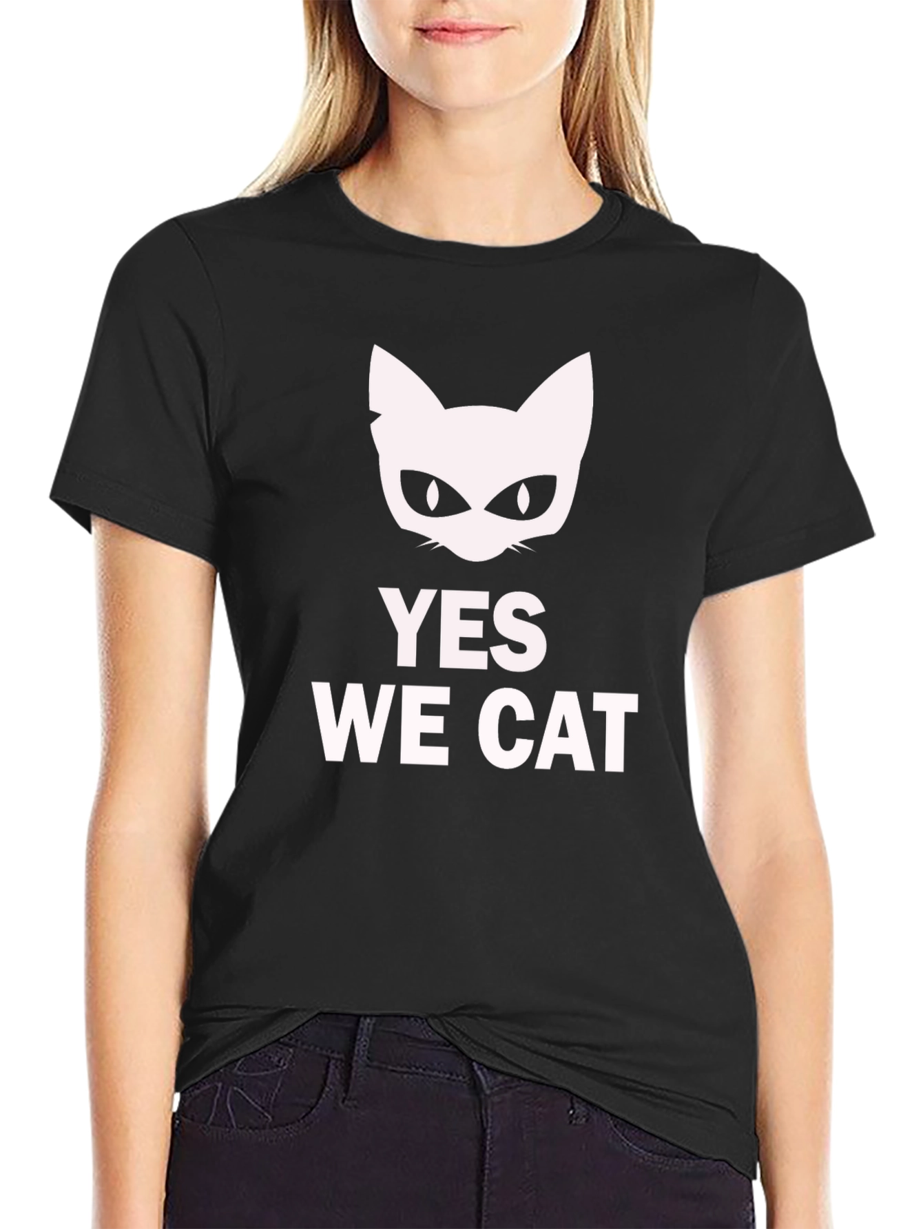 Black Yes We Cat T-Shirt - Funny Cat Lover Tee view 2