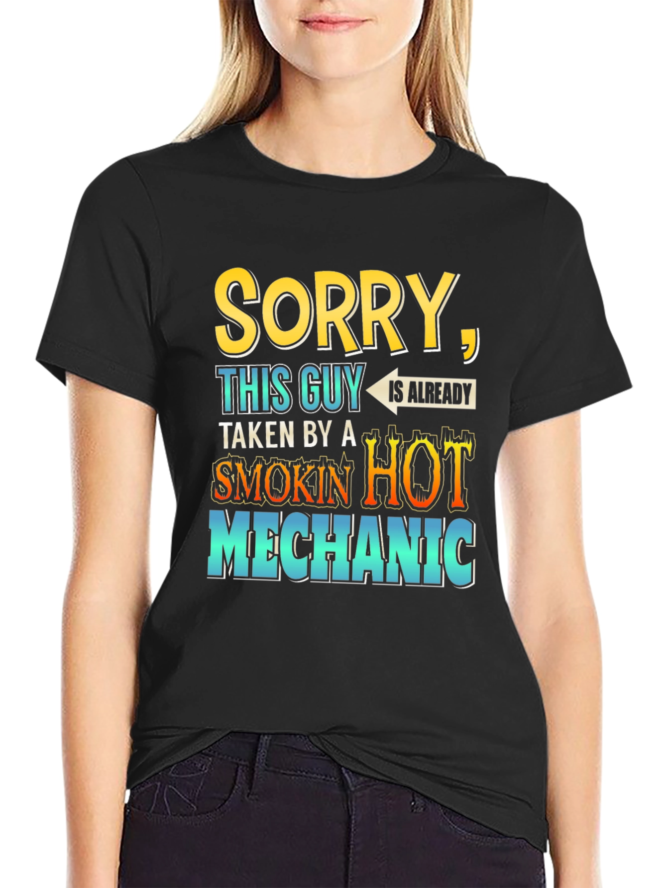 Black Sorry, This Guy is Taken By a Hot Mechanic T-Shirt view 2