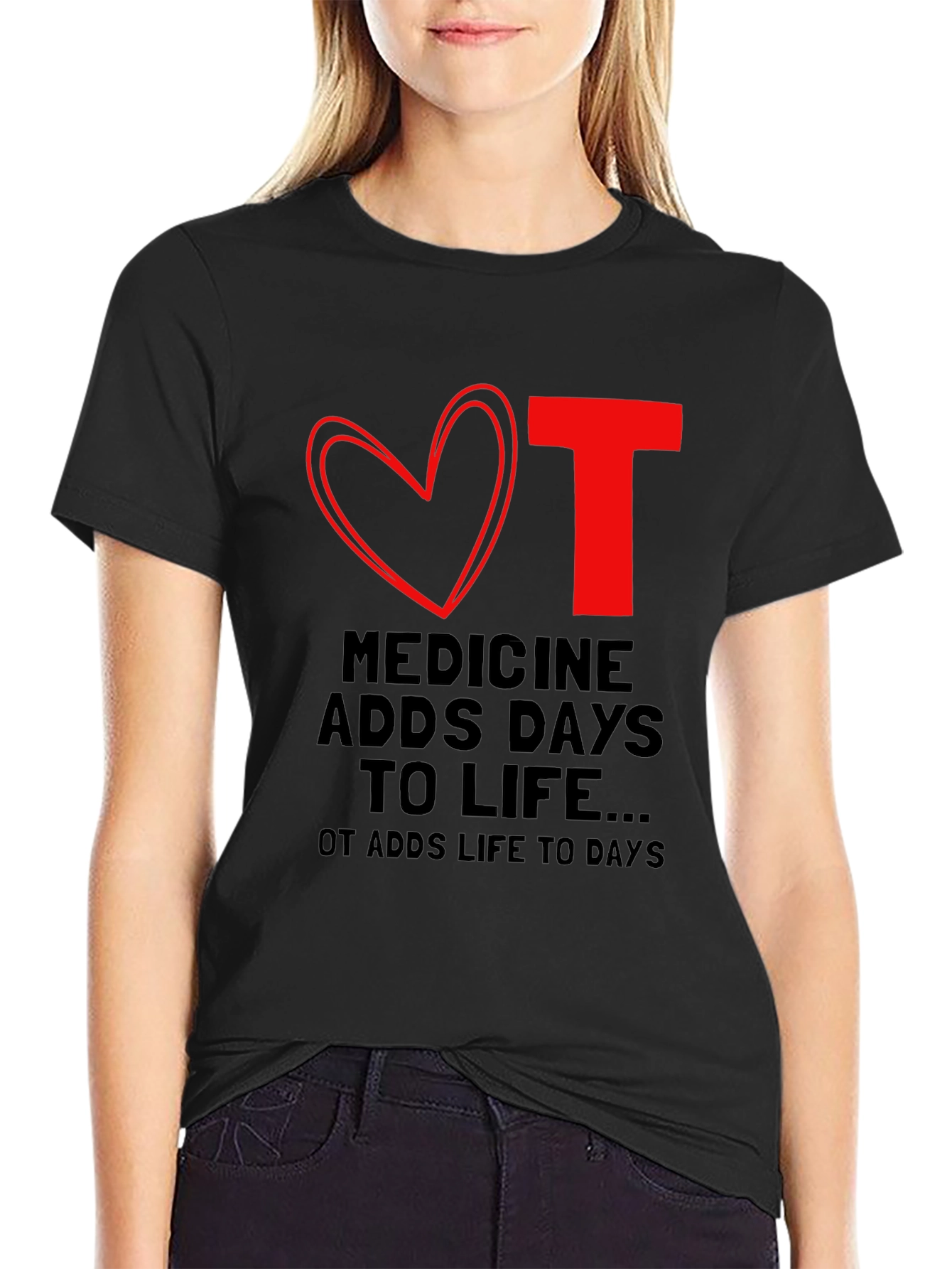Black Occupational Therapy OT Love Heart T-Shirt view 2