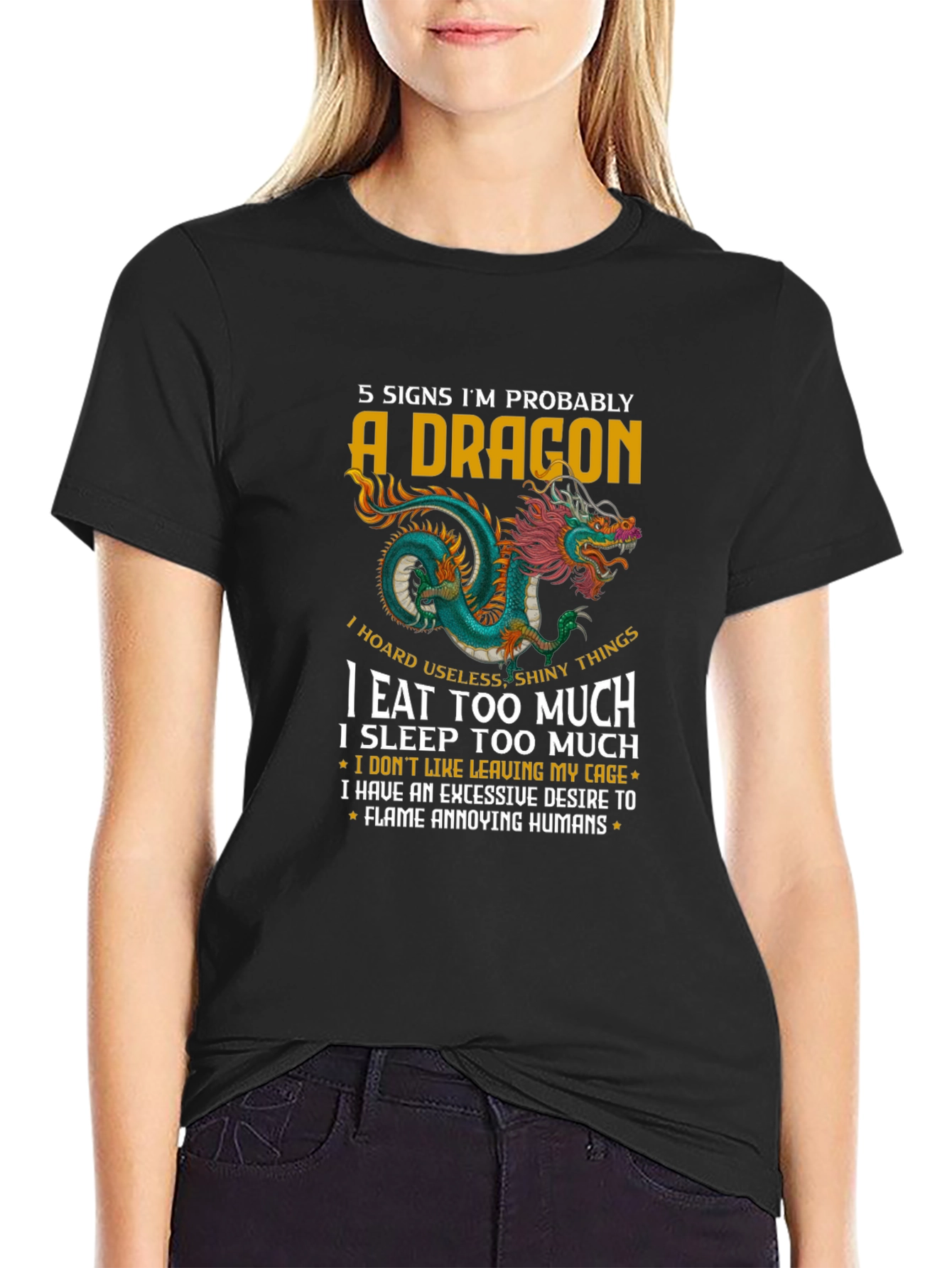 Black 5 Signs Dragon Graphic T-Shirt view 2