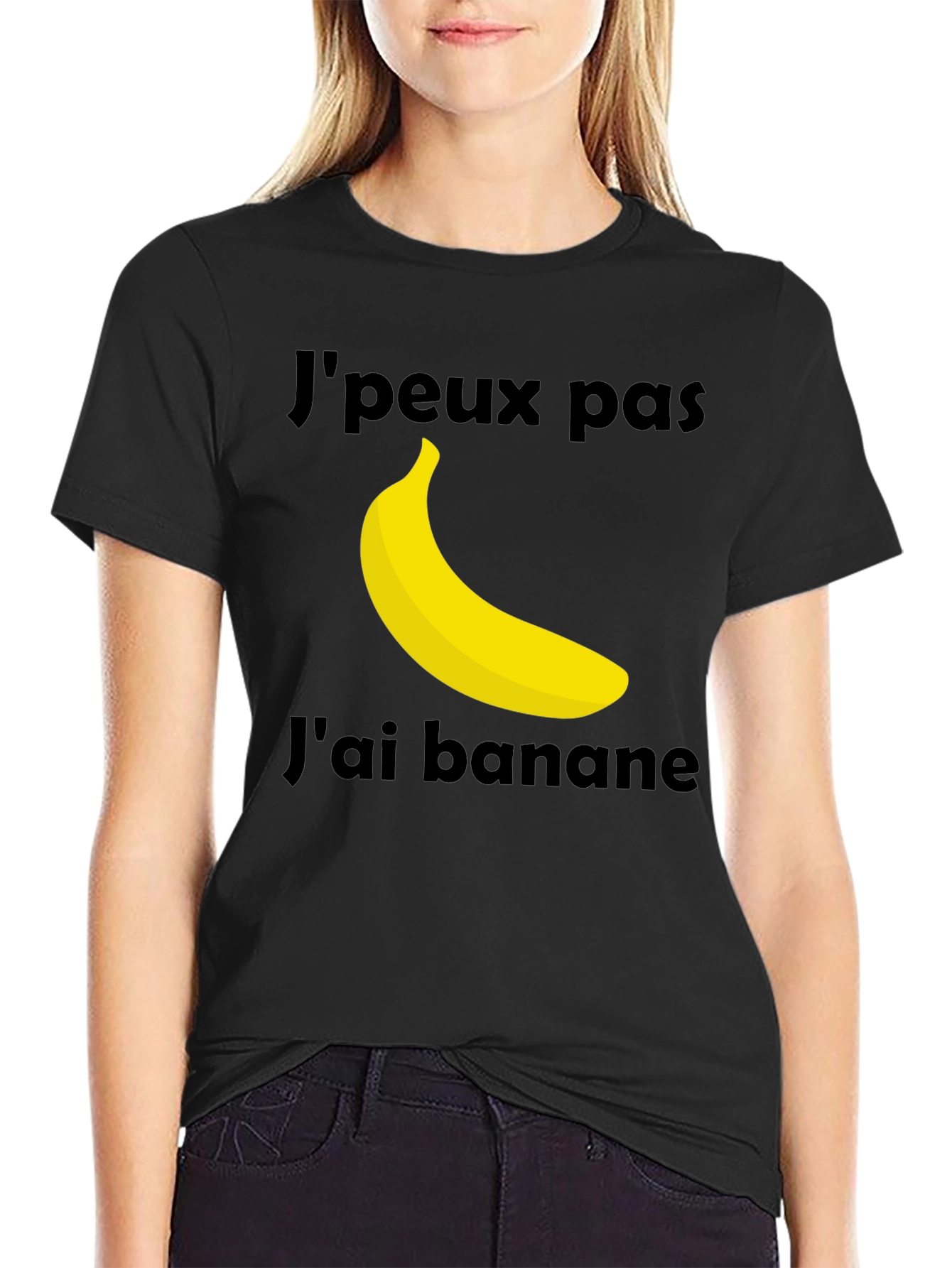 Black J'peux Pas J'ai Banane T-Shirt - Funny French Banana Tee view 2