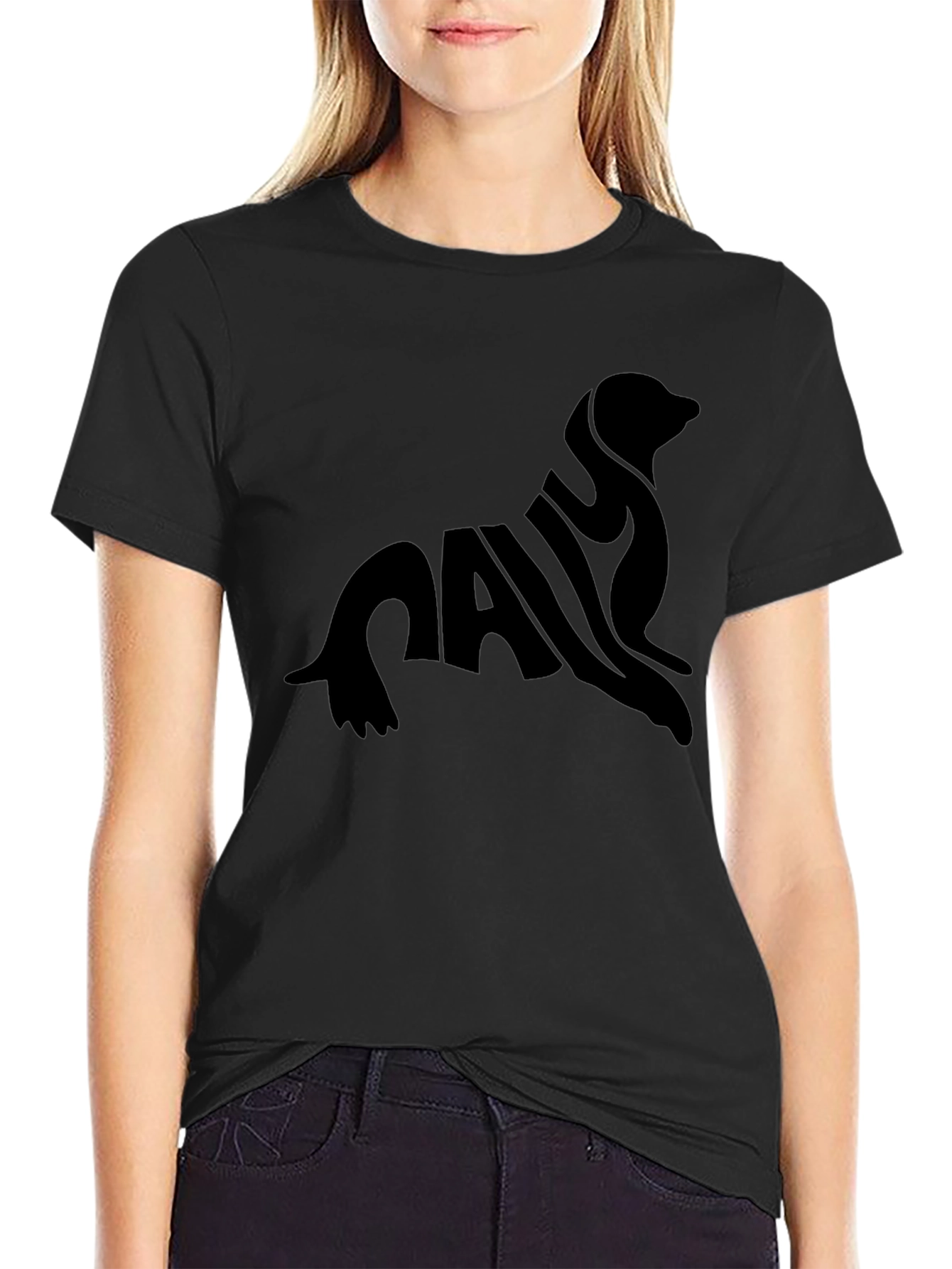 Black Men's Black Seal Graphic Tee - Unique Animal Design view 2