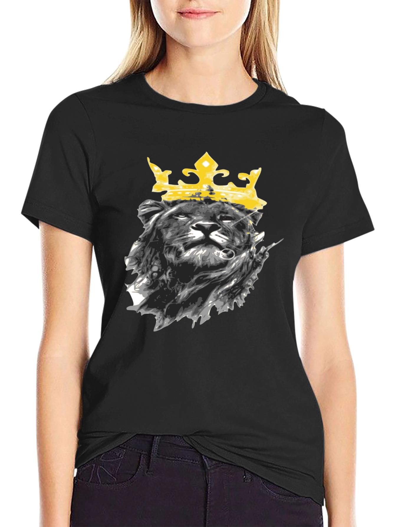 Black Lion King Graphic Tee - Black Cotton T-Shirt view 2