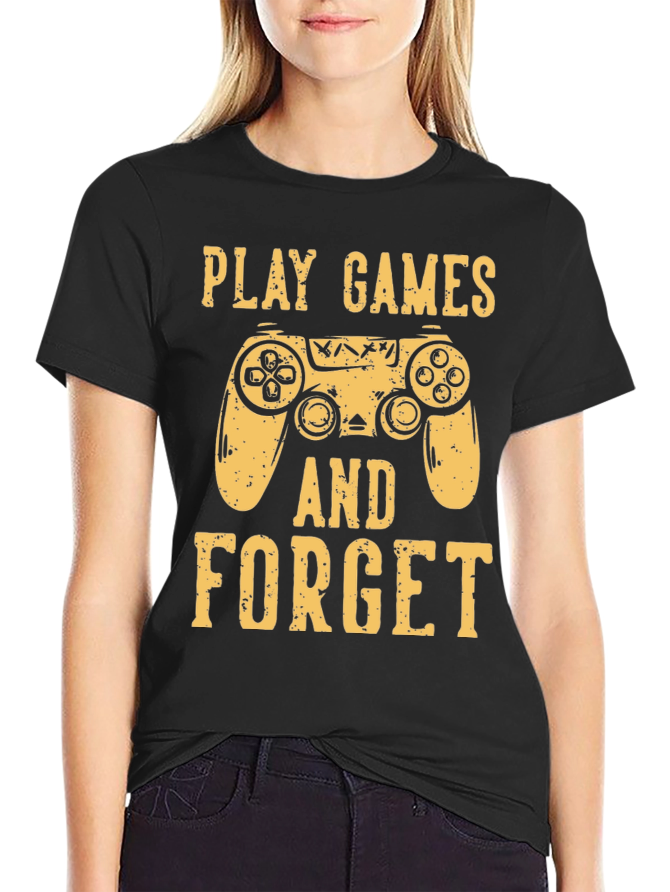 Black Play Games and Forget T-Shirt - Gamer Tee view 2