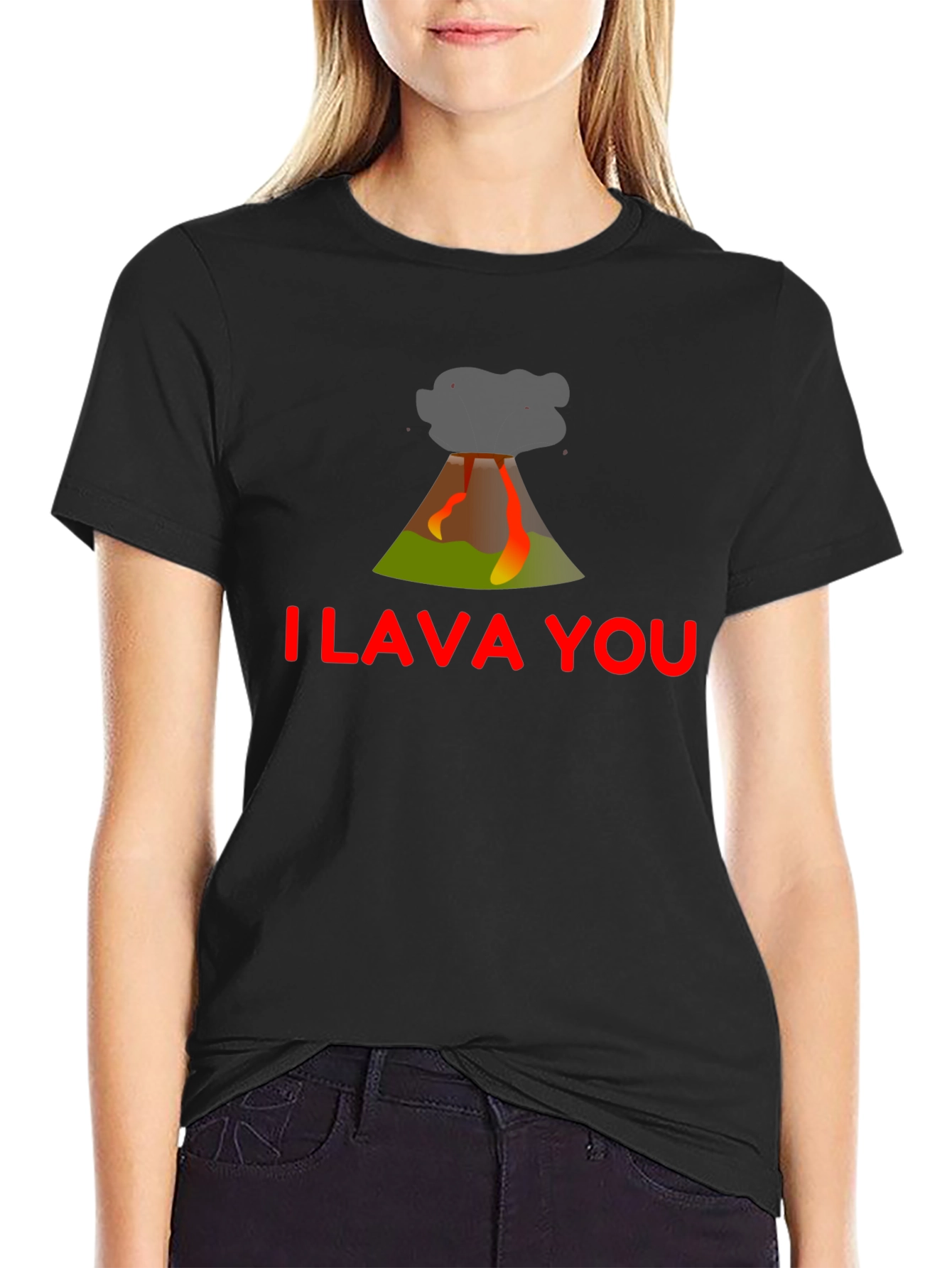 Black I Lava You Graphic Tee - Trendy Black T-Shirt view 2