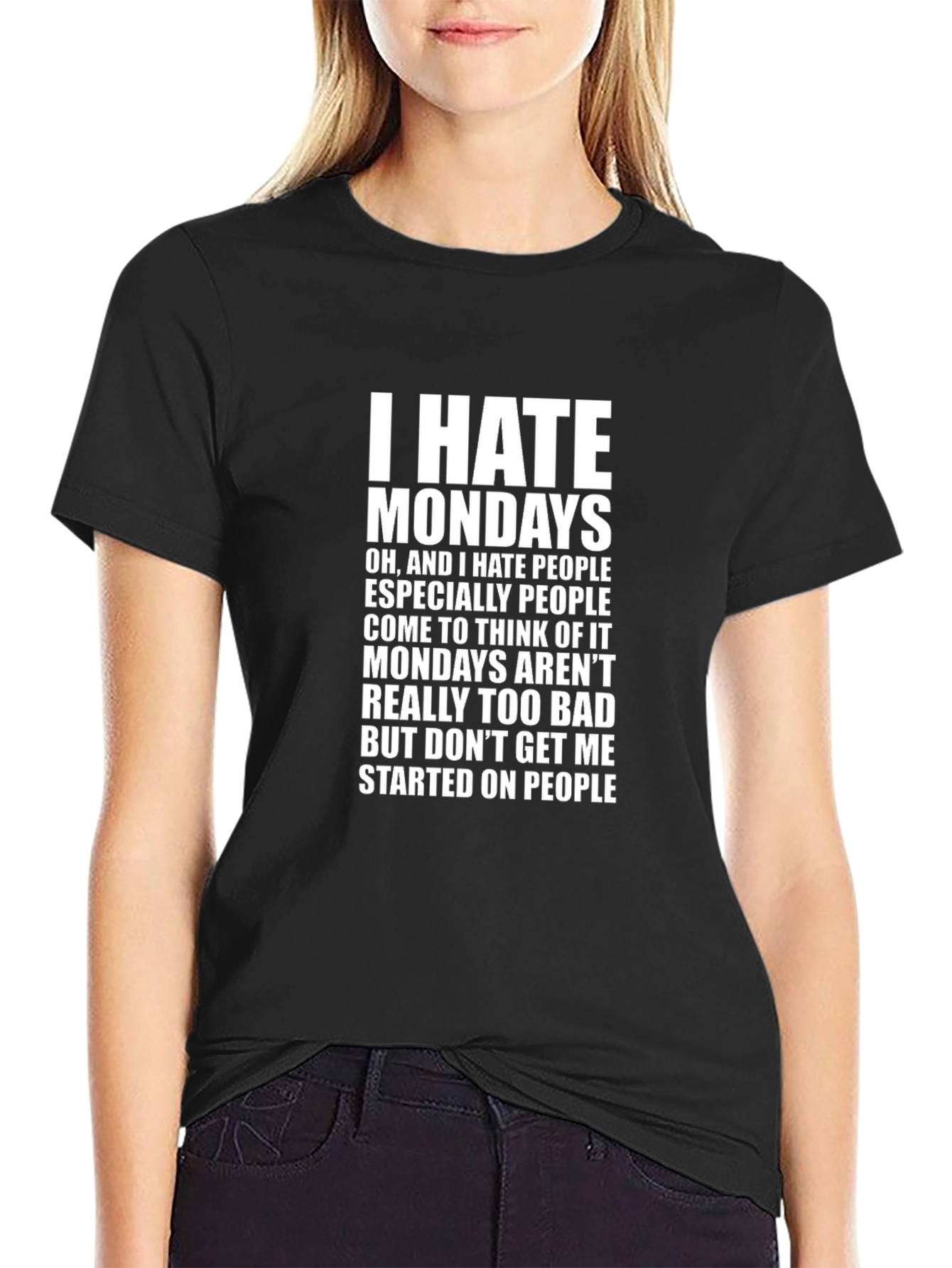 Black I Hate Mondays Funny Slogan T-Shirt view 2
