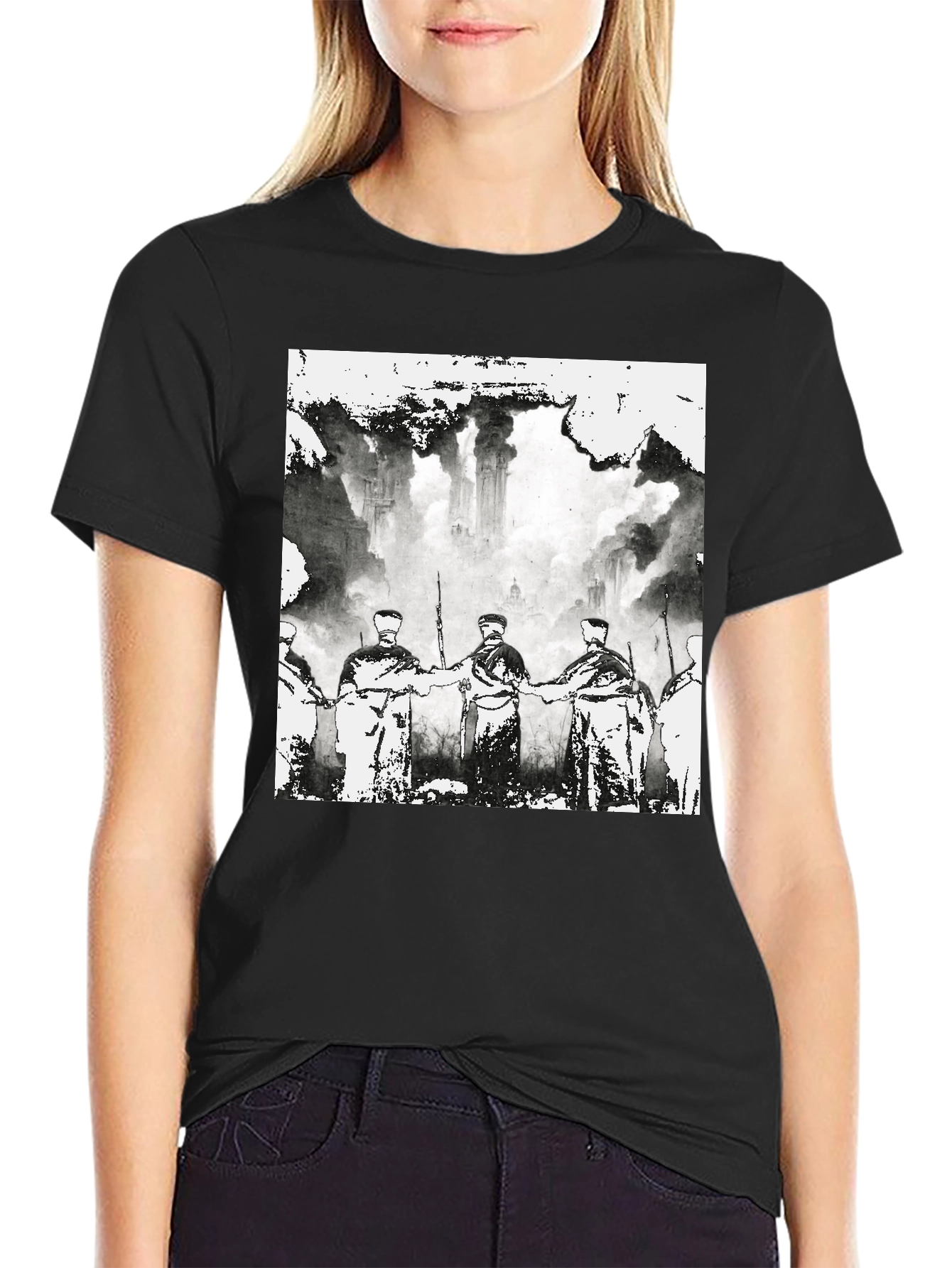 Black Vintage Style Graphic Tee - Black view 2