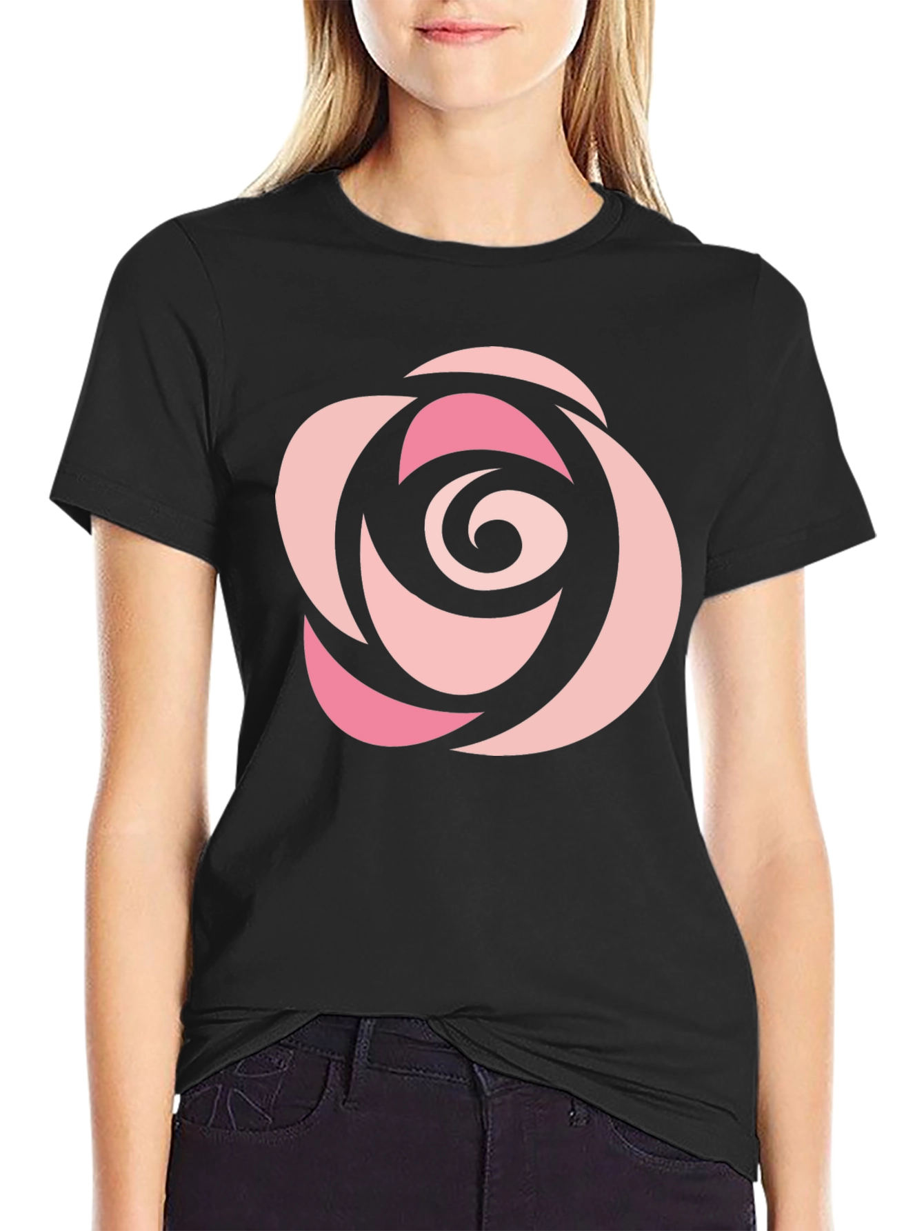 Black Rose Graphic Black T-Shirt - Casual Style view 2