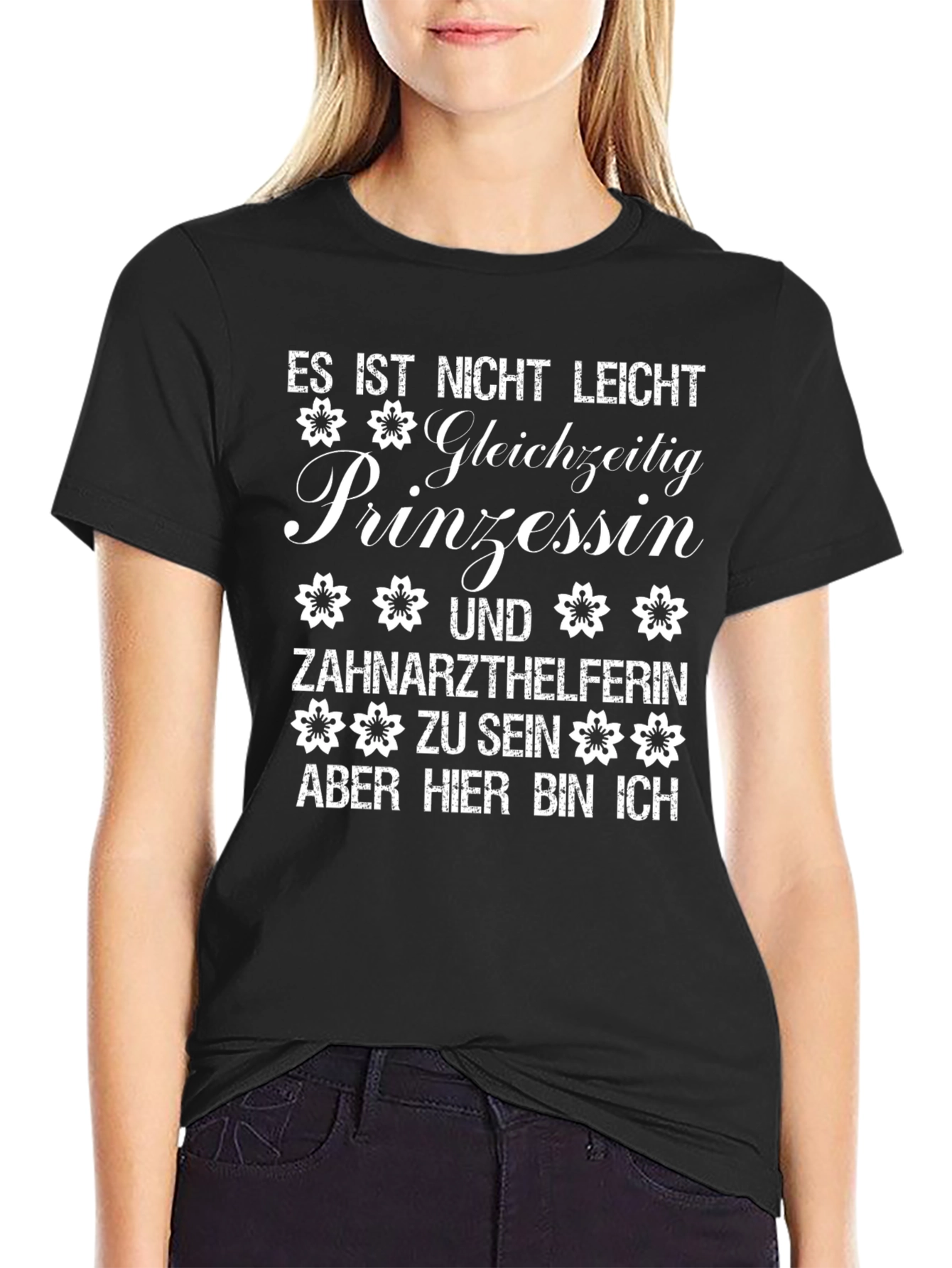 Black Princess Dentist Assistant T-Shirt - Funny German Tee view 2
