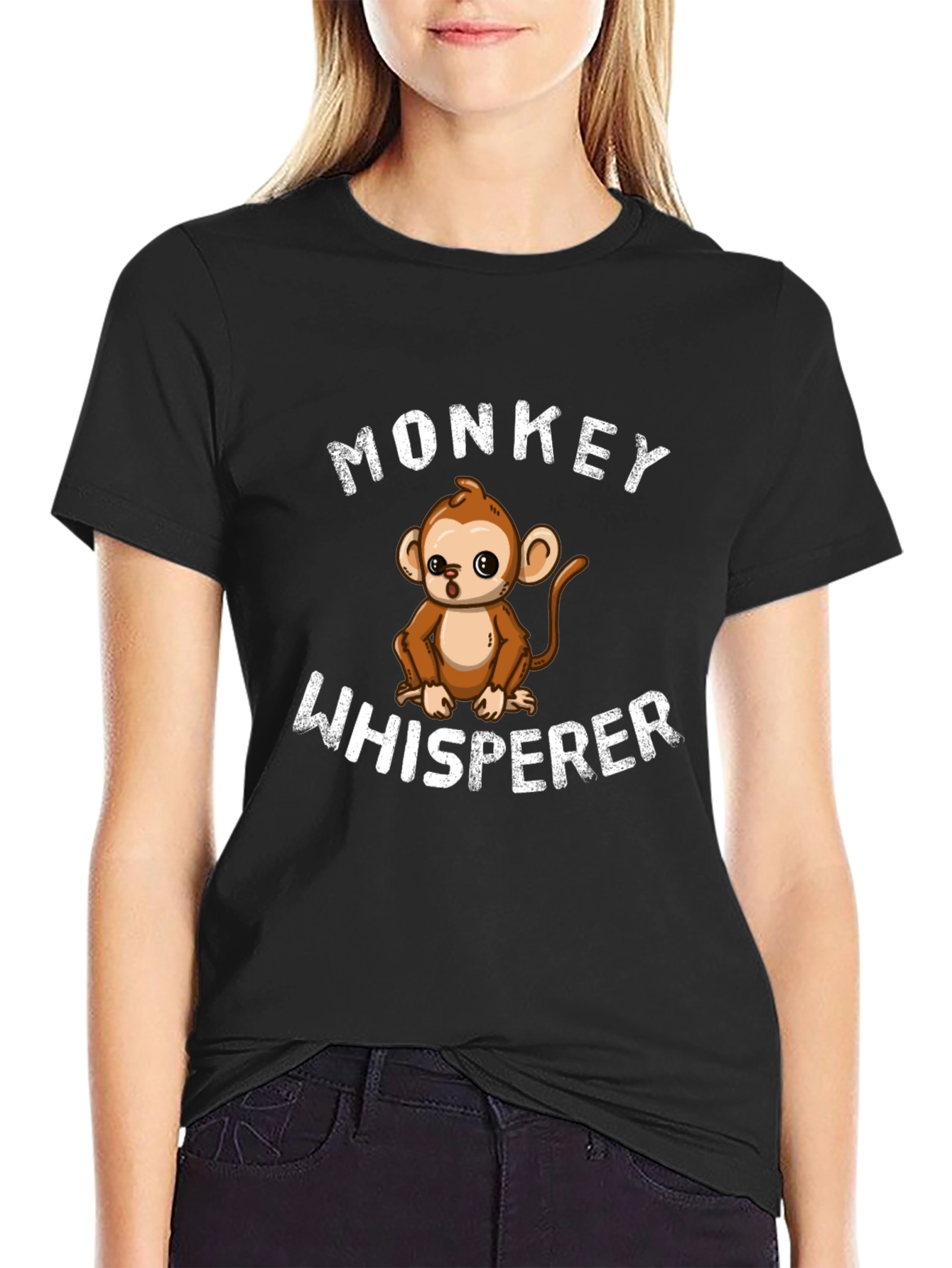 Black Monkey Whisperer Graphic T-Shirt - Novelty Tee view 2