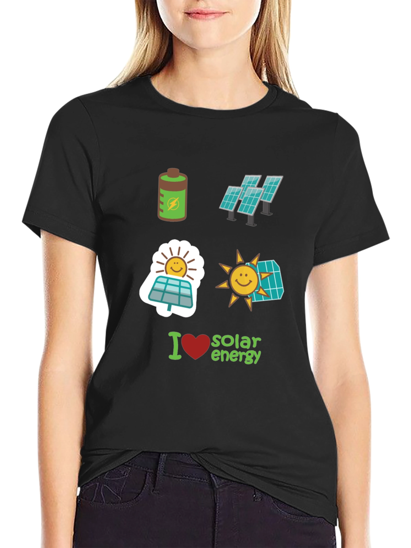 Black I Love Solar Energy Graphic Tee view 2