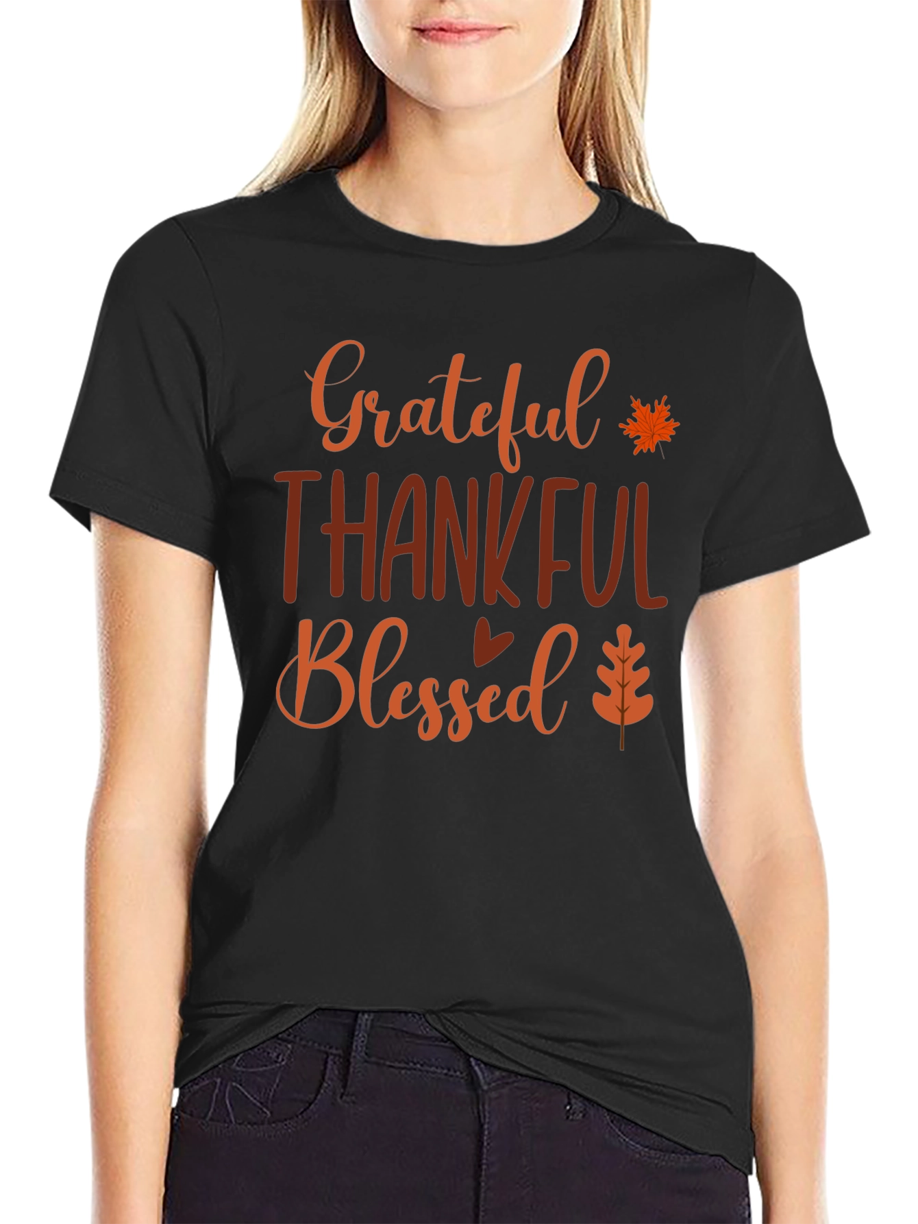 Black Grateful Thankful Blessed Graphic Tee view 2