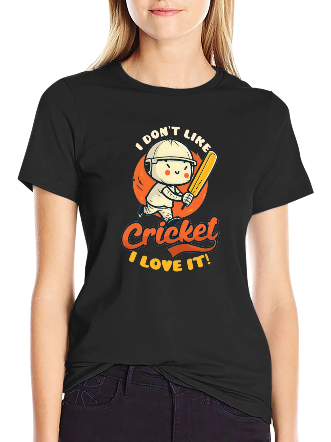 Black Cricket Lover Graphic T-Shirt - Sporty & Fun view 2