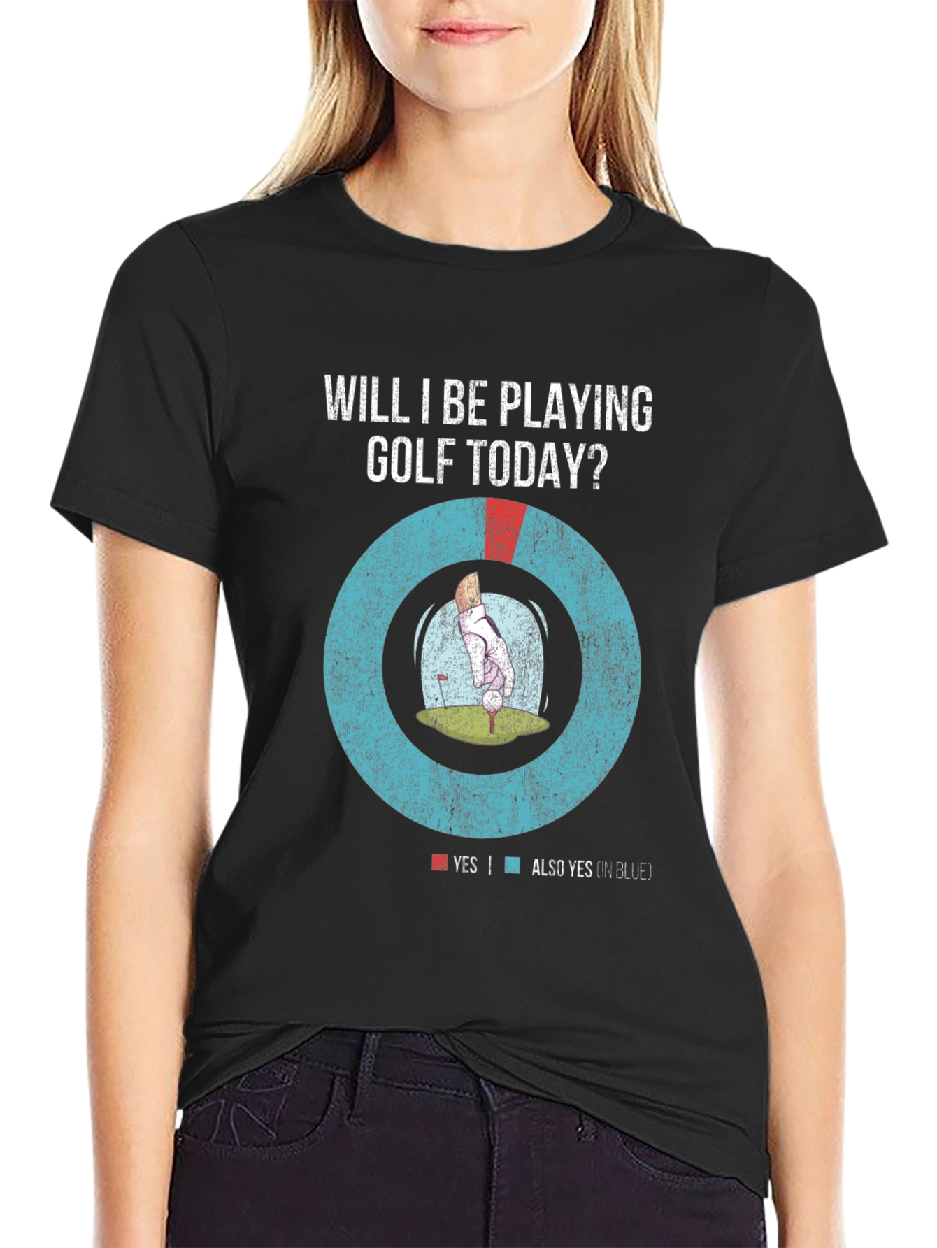 Black Funny Golf T-Shirt - Will I Be Playing Golf Today? view 2
