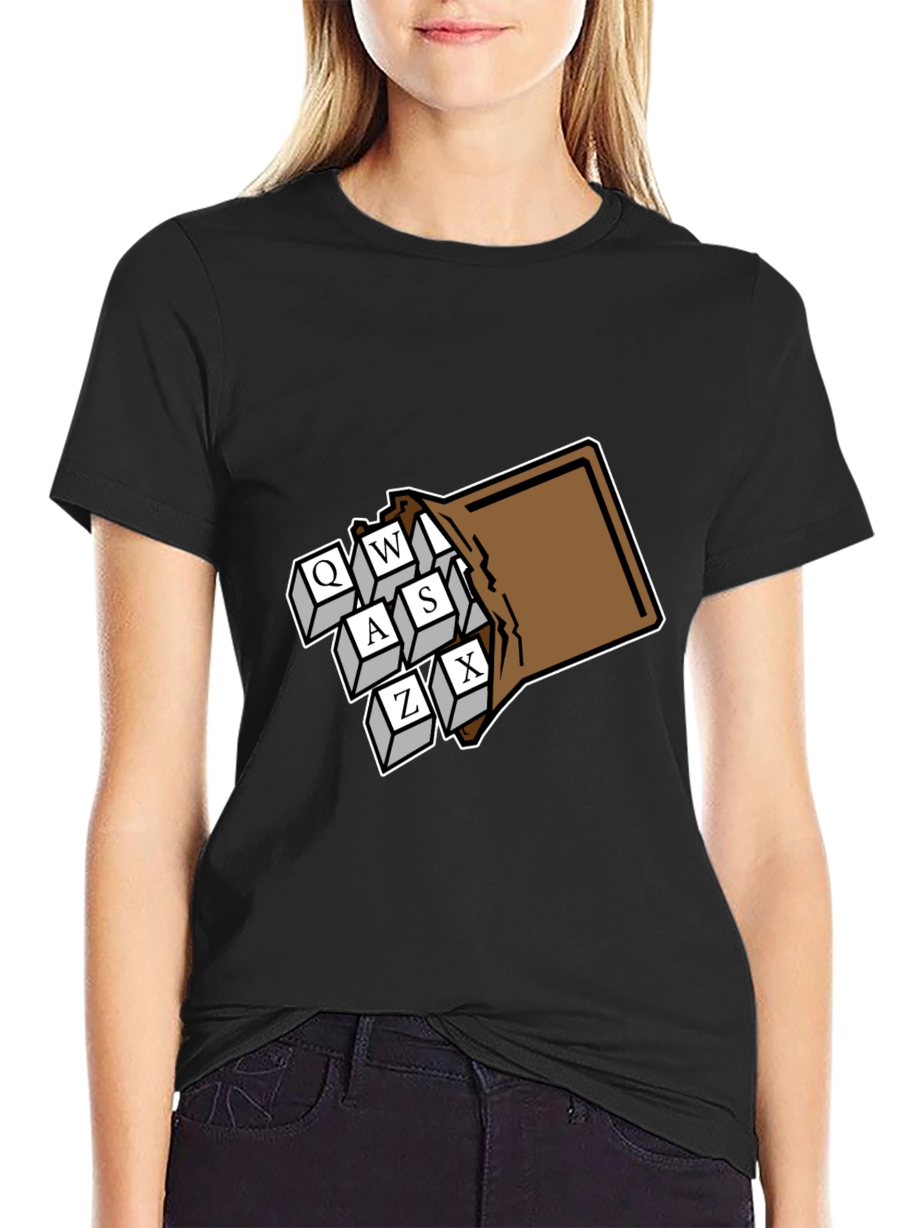 Black Gamer Keys T-Shirt - QWASZX Design view 2