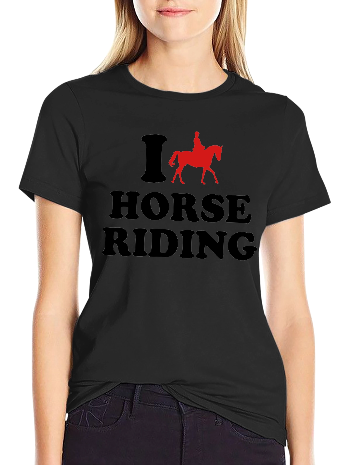Black I Love Horse Riding Graphic T-Shirt view 2
