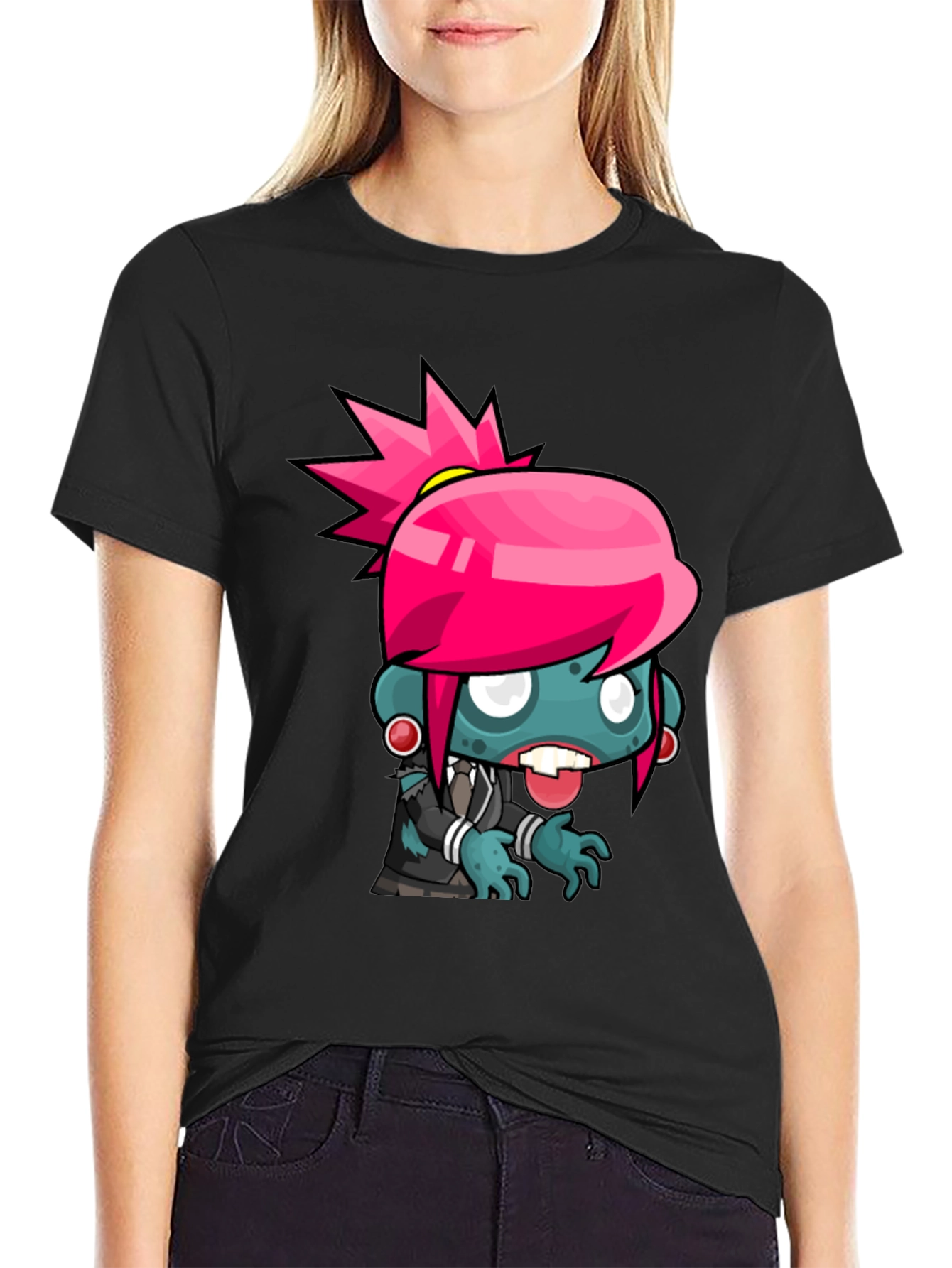 Zombie Girl Graphic Tee - Cool Cartoon Design - 2