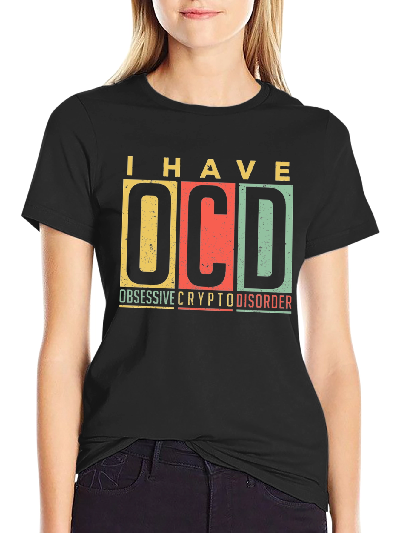 Black OCD Crypto Disorder Graphic Tee view 2
