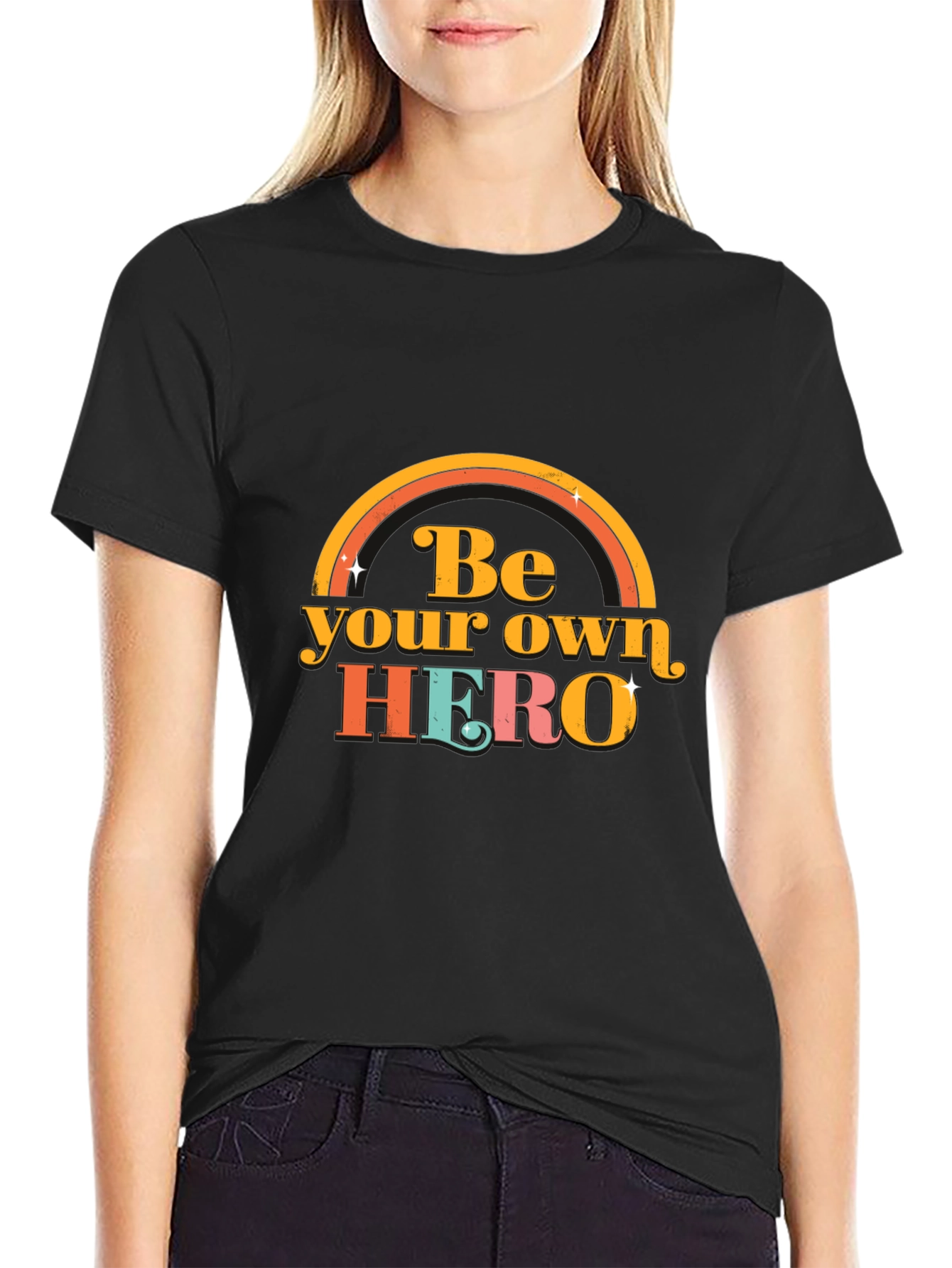 Black Be Your Own Hero Graphic Tee view 2