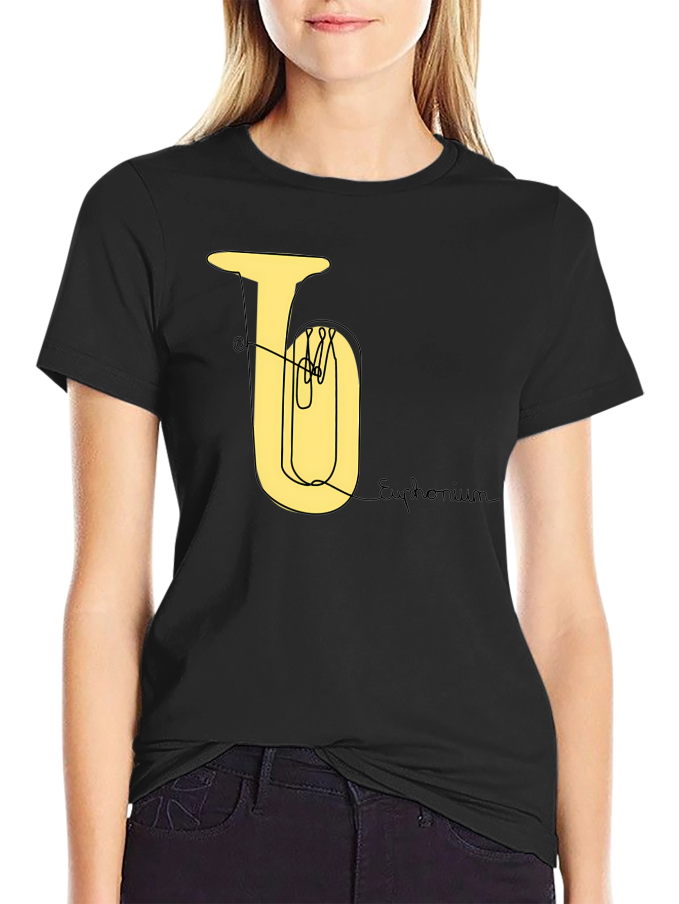 Black Euphonium Line Art Tee view 2