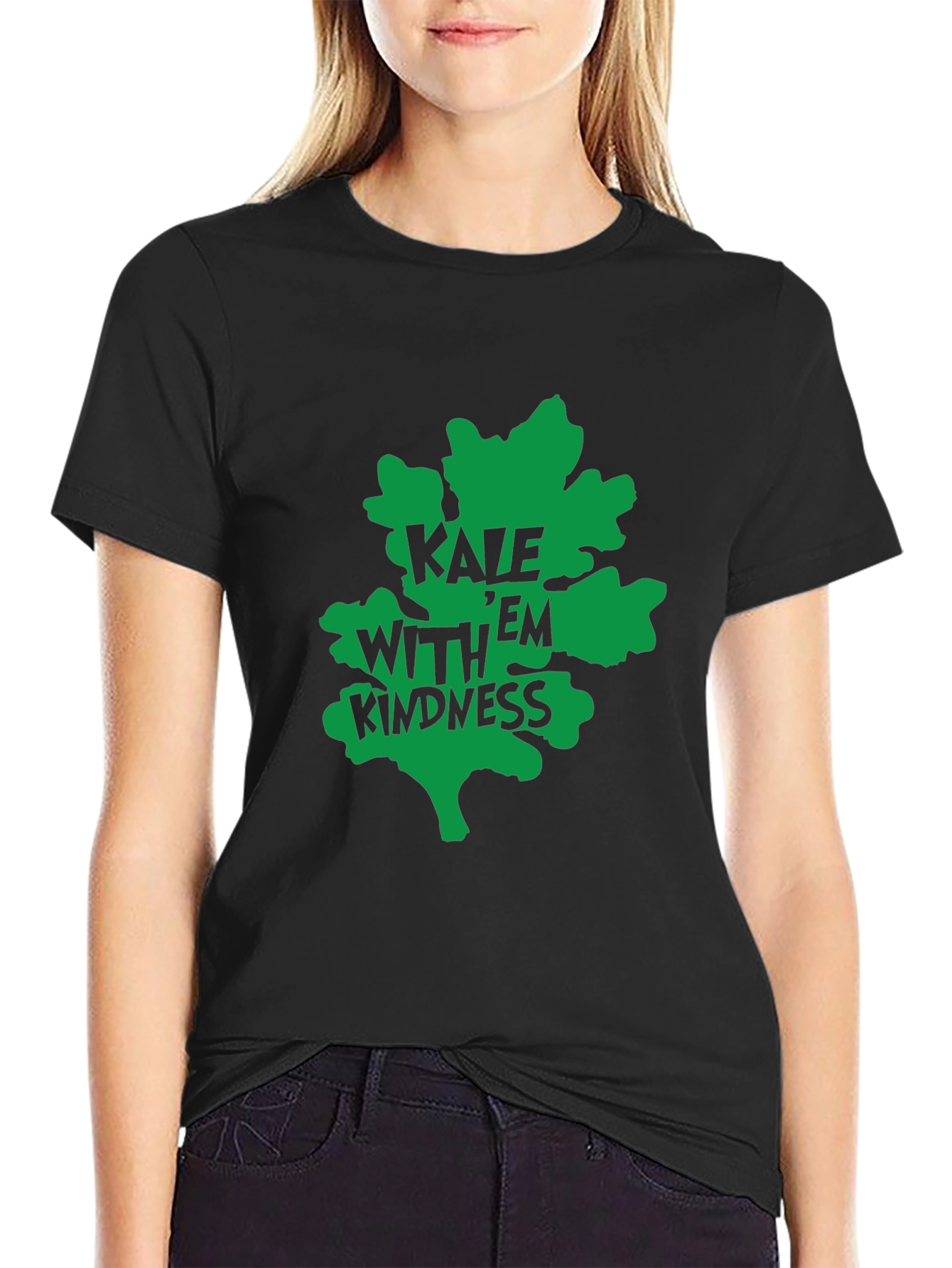 Black Kale With Kindness Graphic Tee - Black view 2