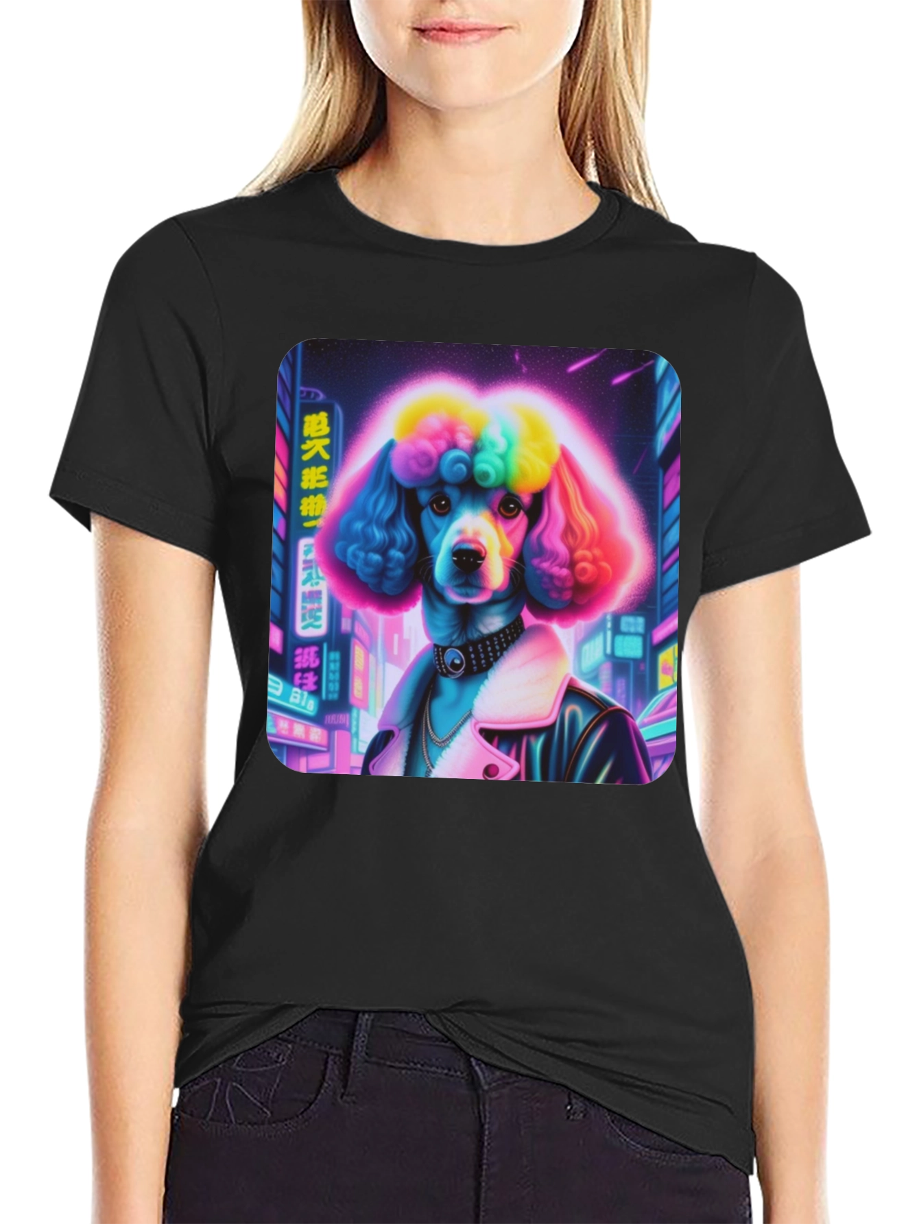 Black Cyberpunk Poodle Graphic Tee view 2