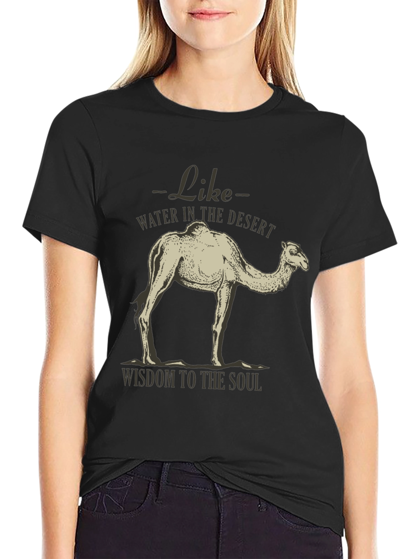 Black Camel Desert Wisdom Graphic T-Shirt view 2