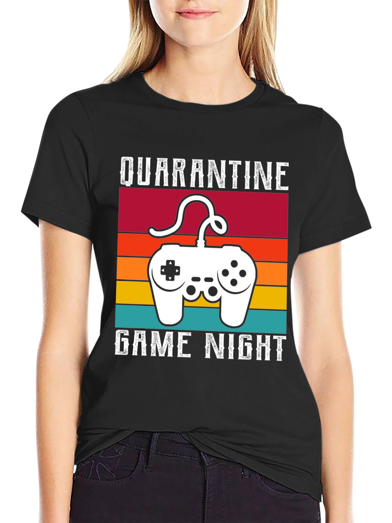Black Quarantine Game Night Graphic T-Shirt view 2
