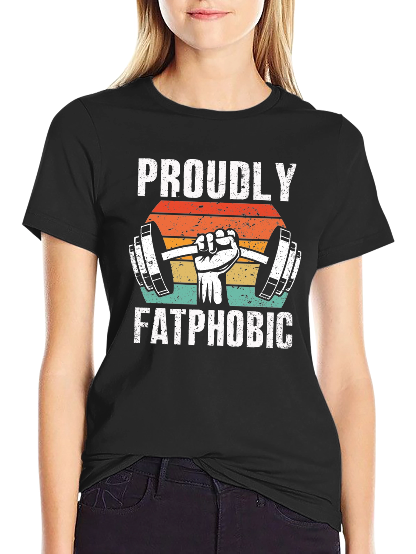 Black Proudly Fatphobic Graphic Tee view 2