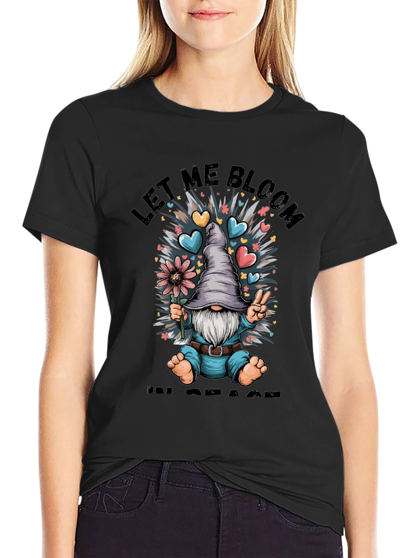 Let Me Bloom In Peace T-Shirt Gnome Graphic Tee - 2