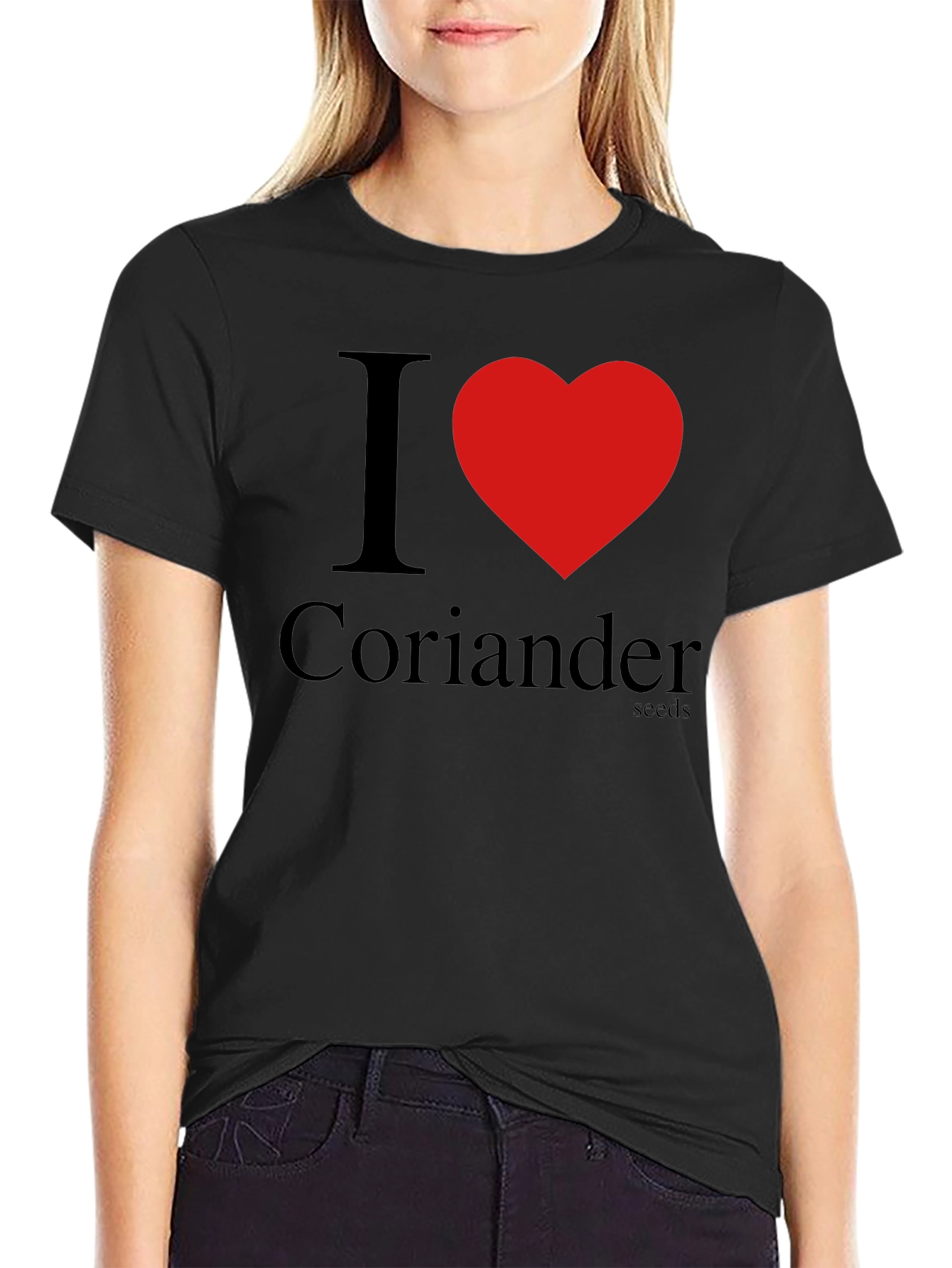 Black I Heart Coriander Seeds Black T-Shirt view 2