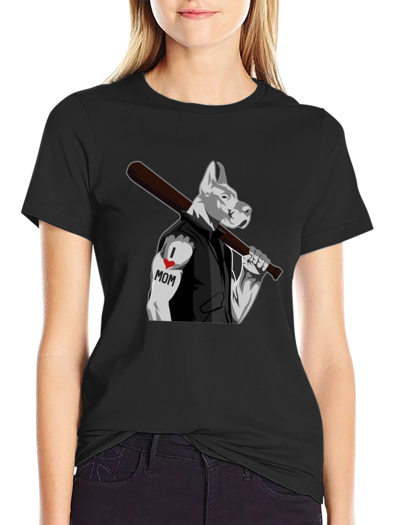 Dog 'I Love Mom' Tattoo T-Shirt - 2