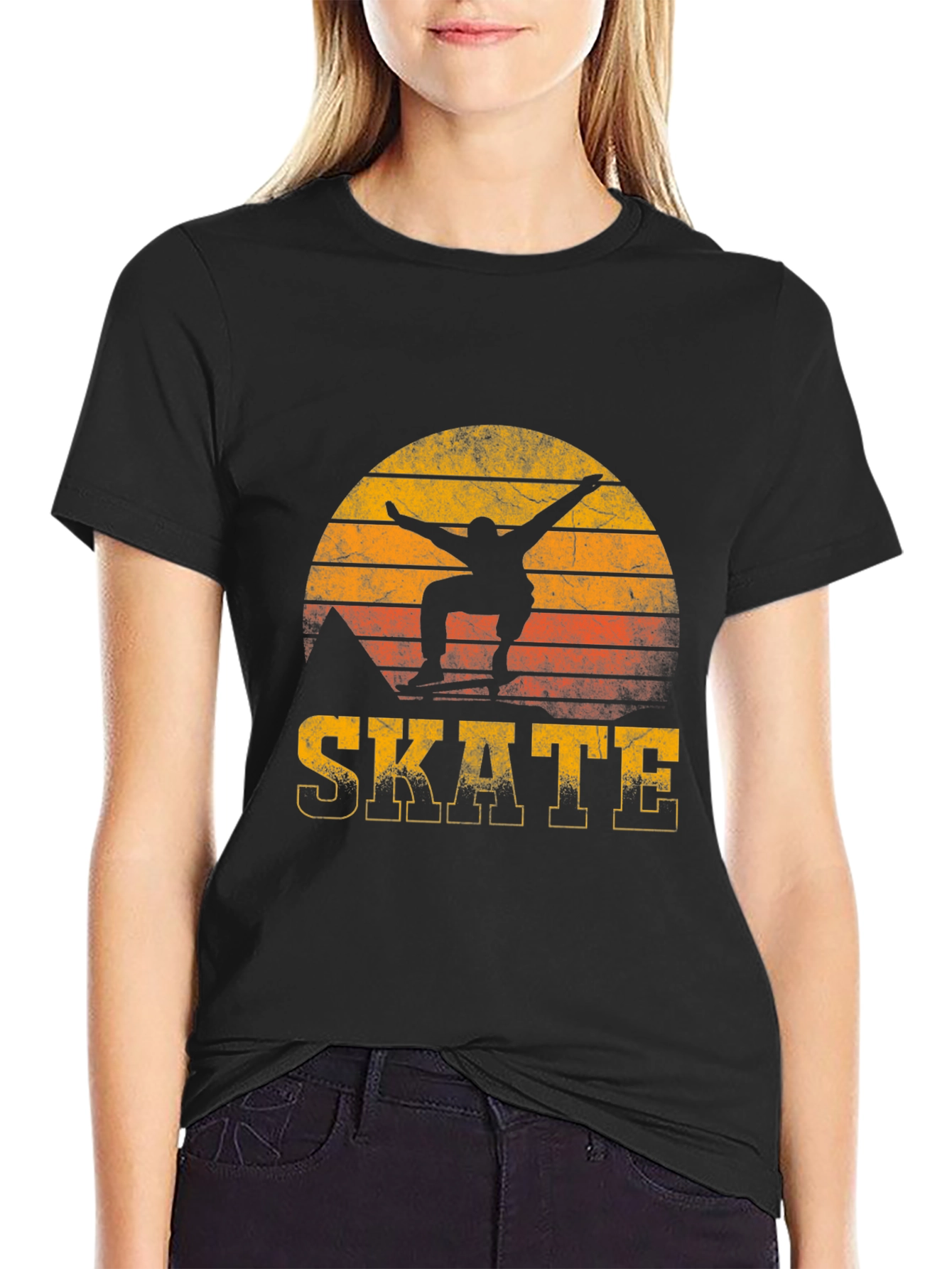 Black Vintage Sunset Skate T-Shirt view 2